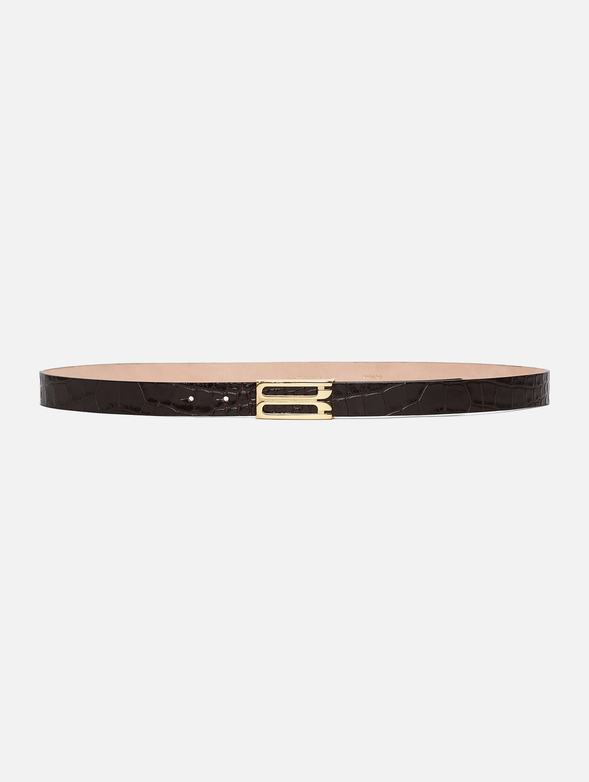 Regular Frame Croc-Effect Leather Belt in Espresso