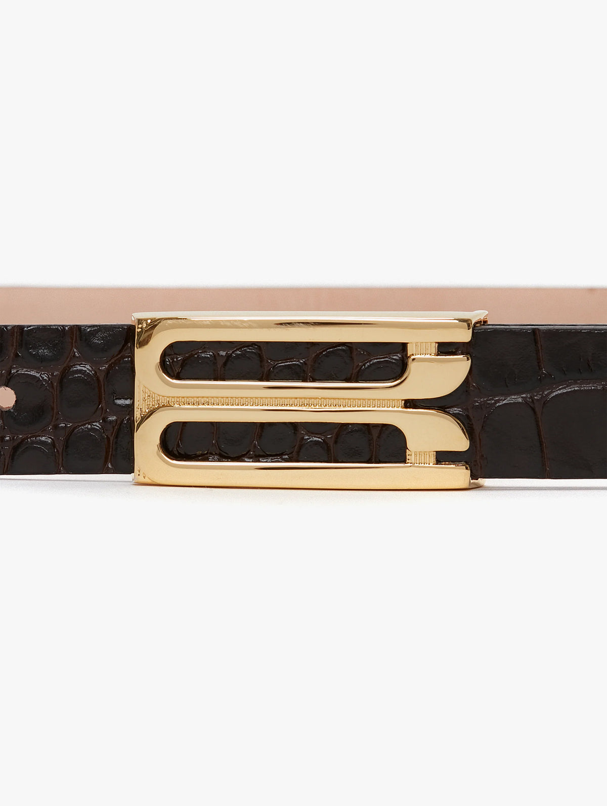 Regular Frame Croc-Effect Leather Belt in Espresso