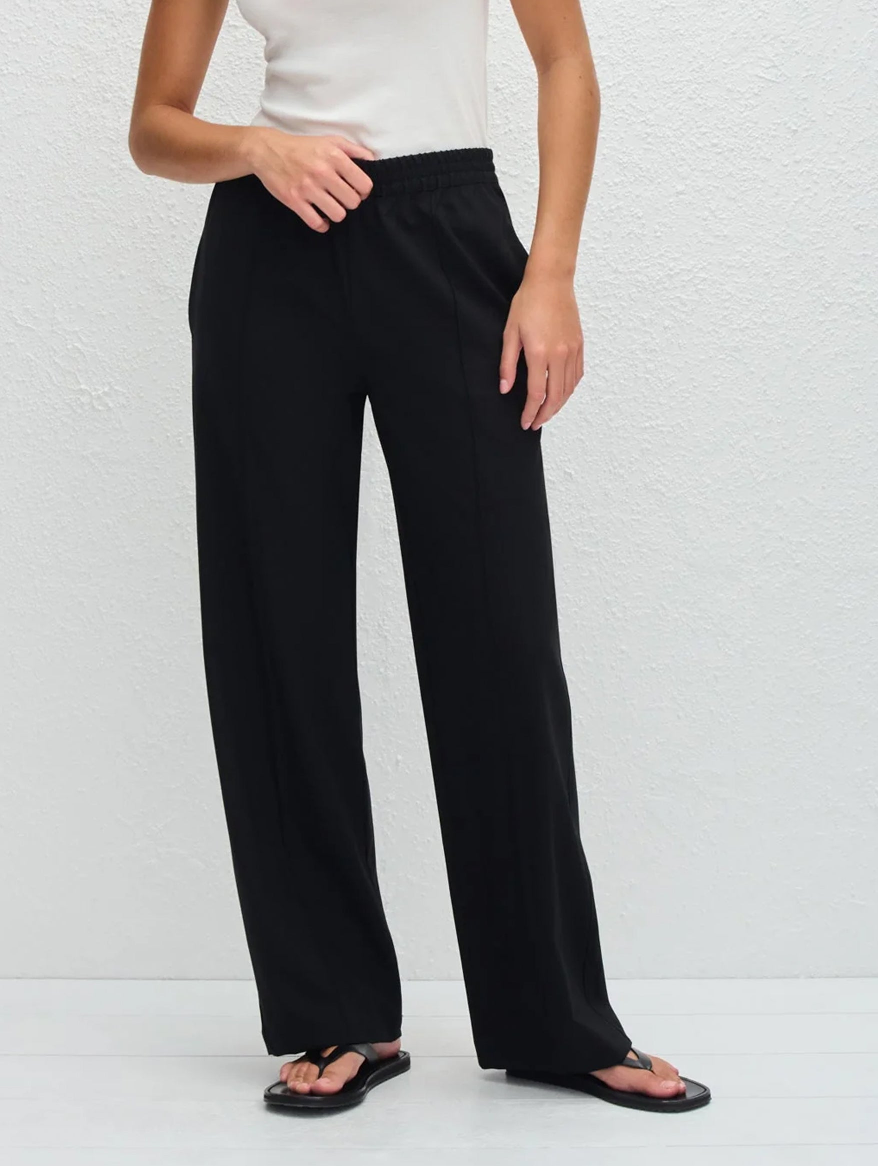 Relaxed Pin-Stitch Trouser in Black