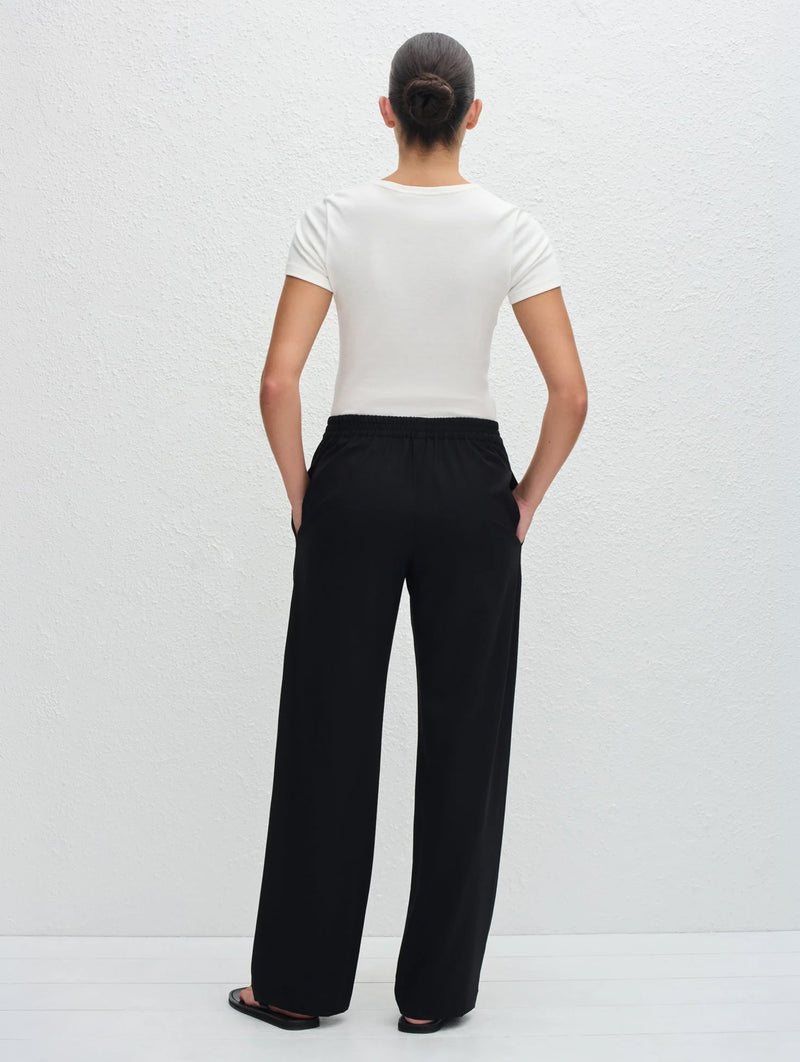 Relaxed Pin-Stitch Trouser in Black