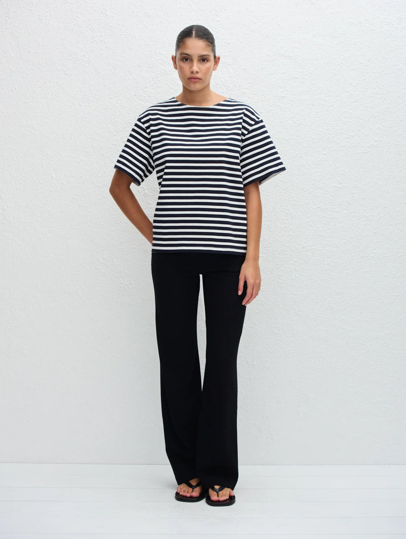 Relaxed Stripe Tee in French Navy
