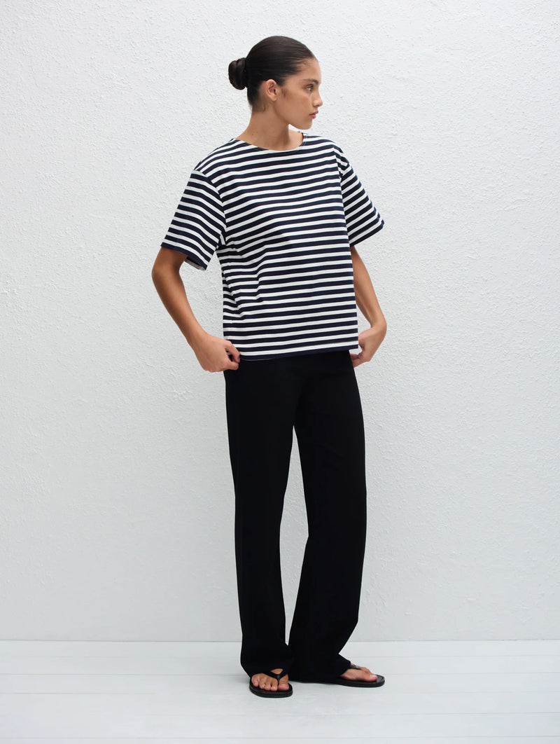 Relaxed Stripe Tee in French Navy