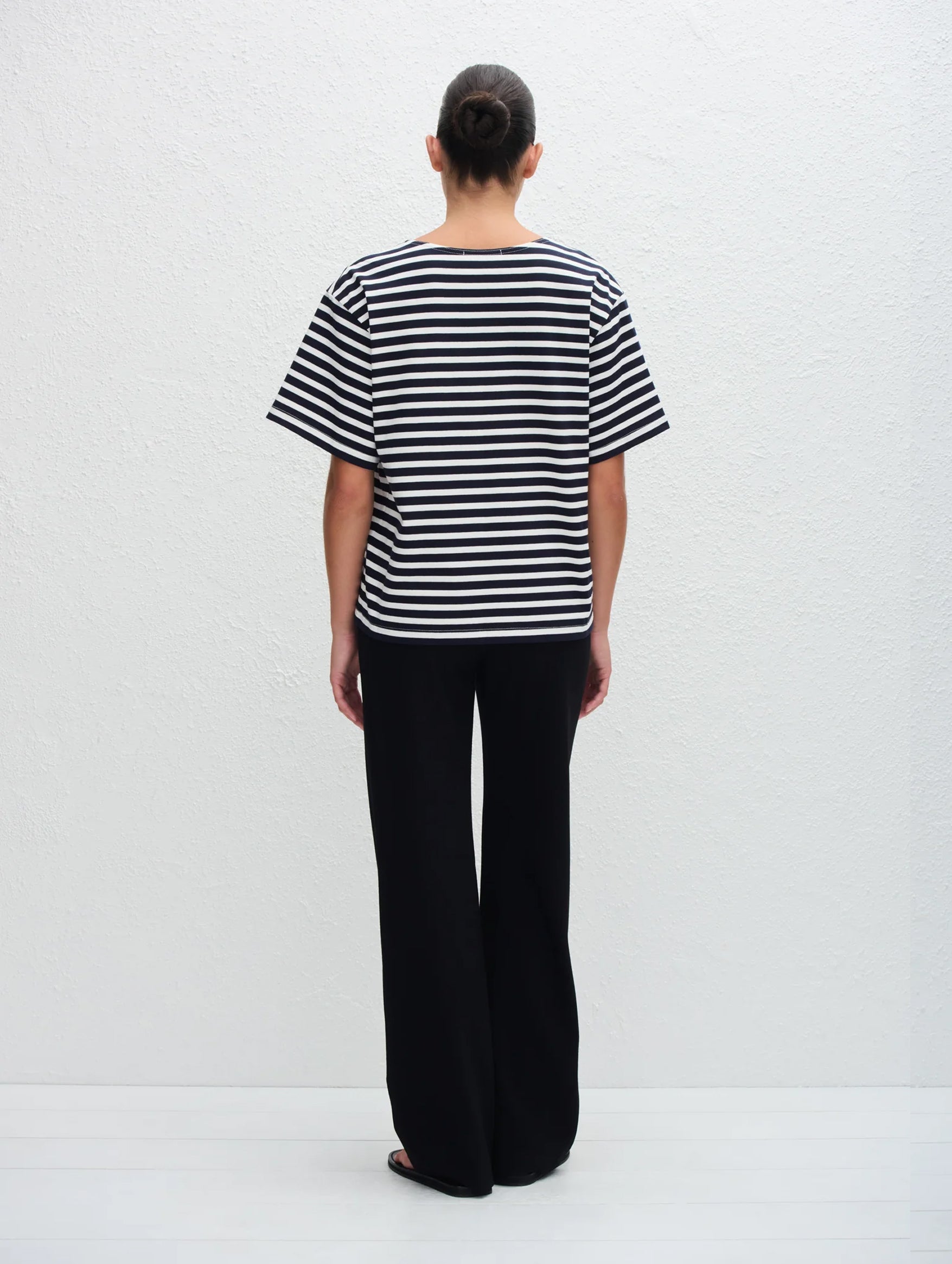 Relaxed Stripe Tee in French Navy