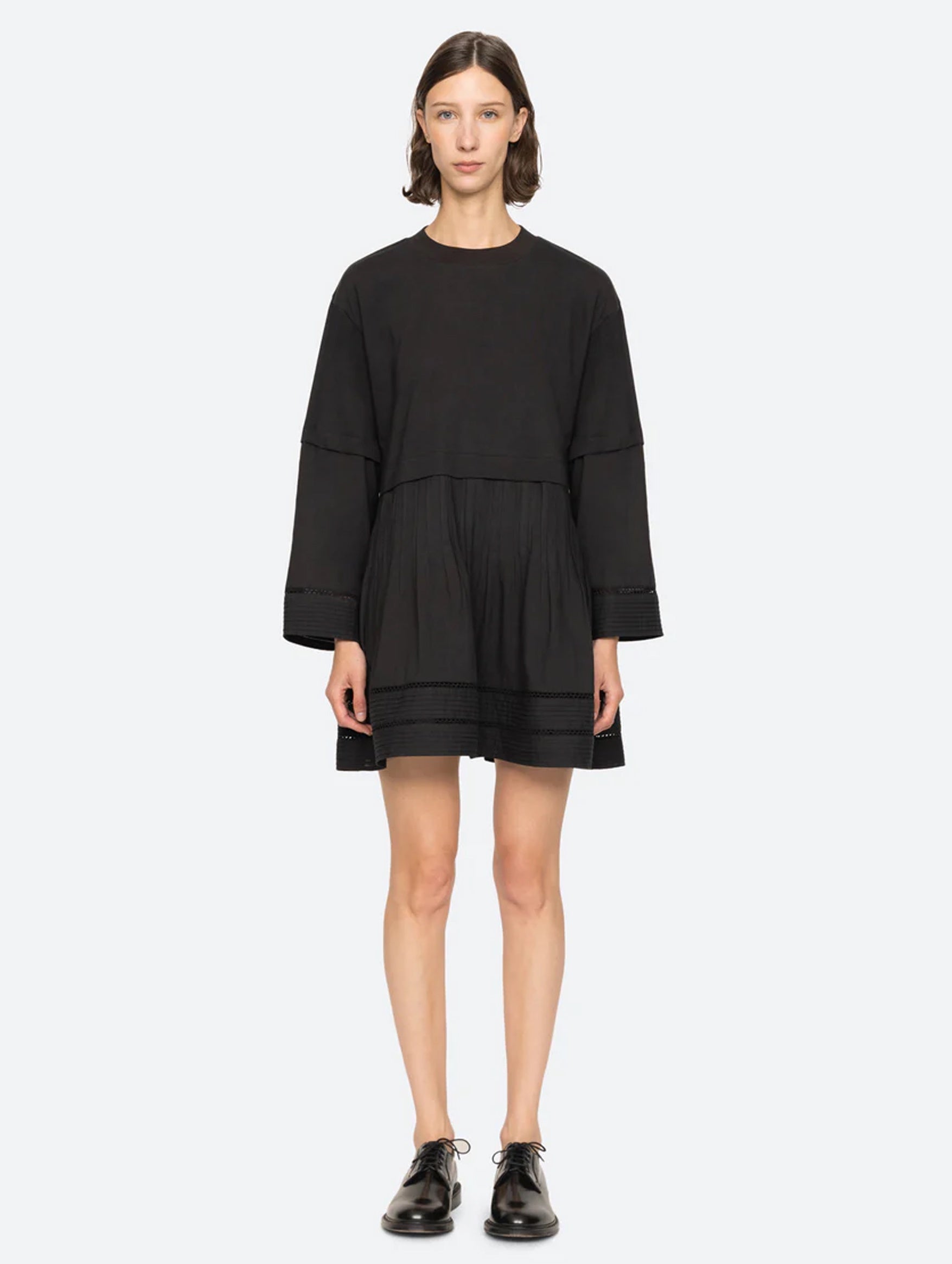 Renata Tunic Mini Dress in Black