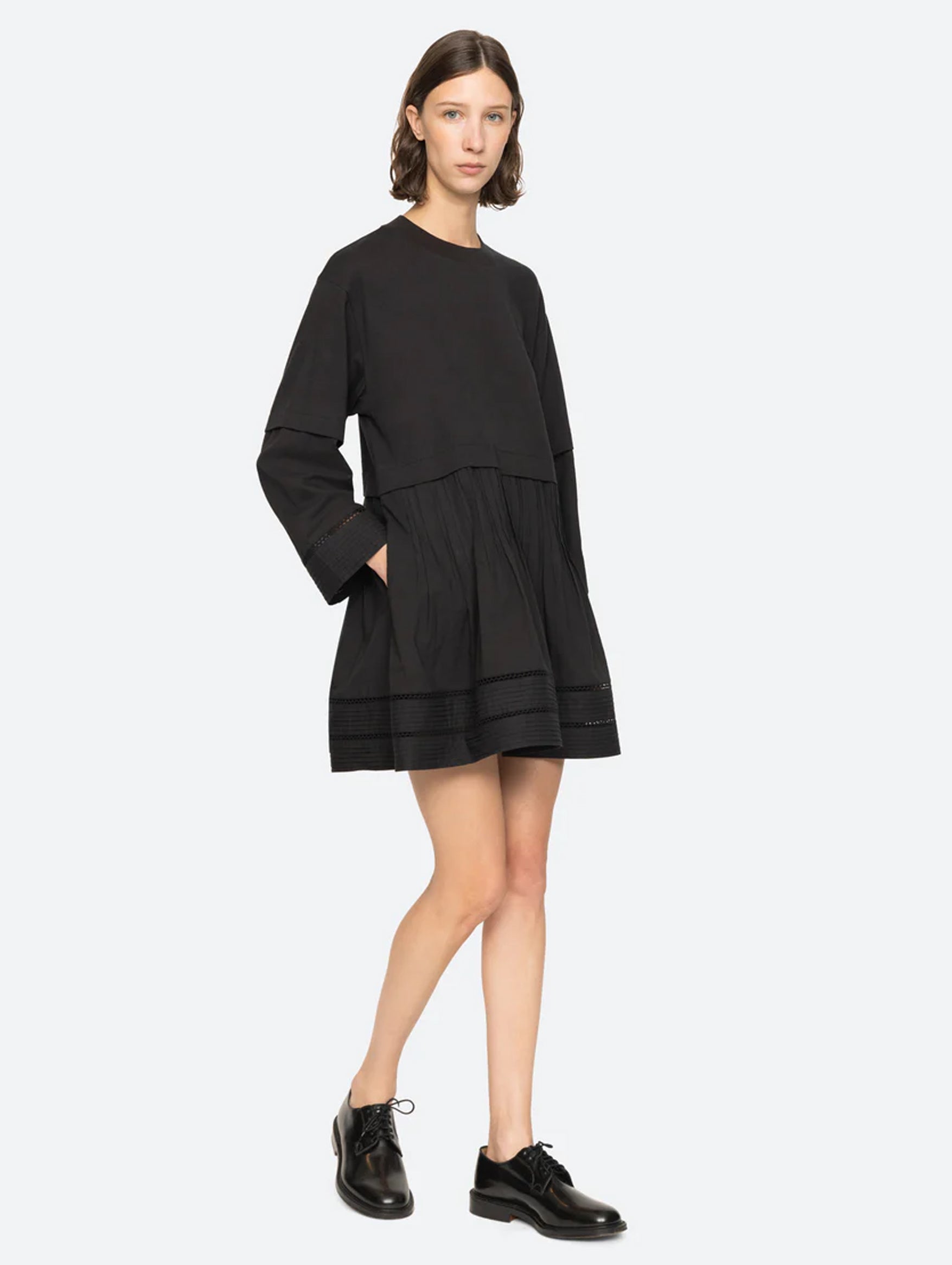 Renata Tunic Mini Dress in Black