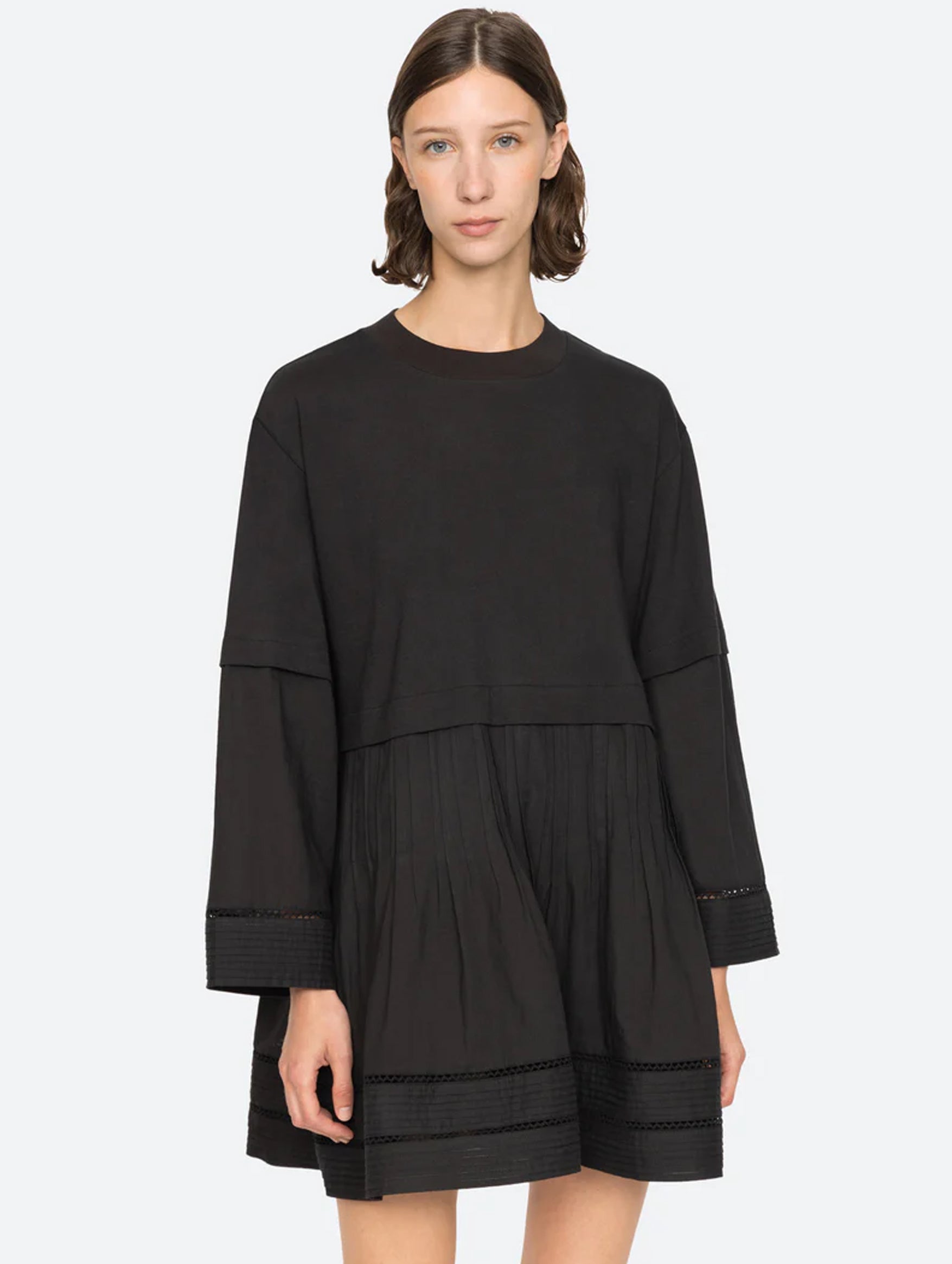 Renata Tunic Mini Dress in Black