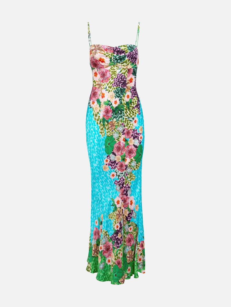 Renee Long Dress in Plumeria Trellis