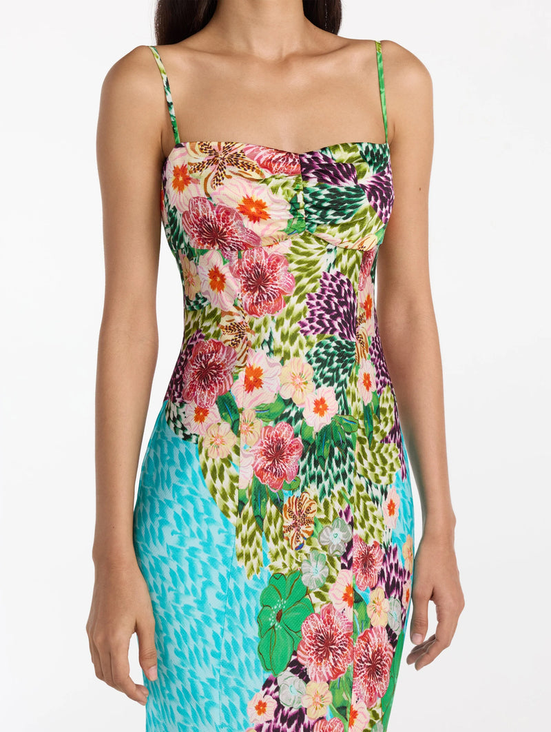 Renee Long Dress in Plumeria Trellis