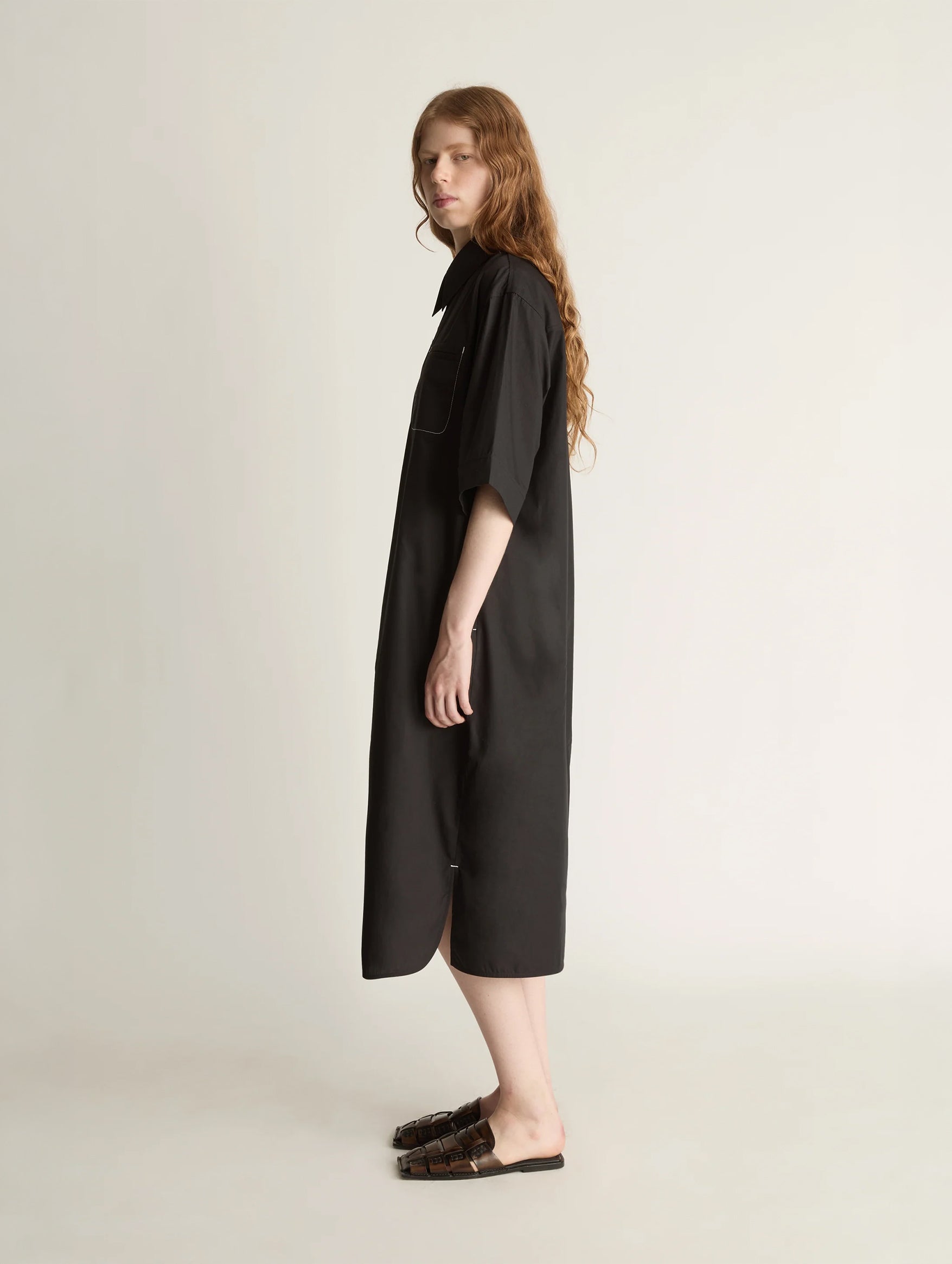 Rennie Shirt Dress in Black
