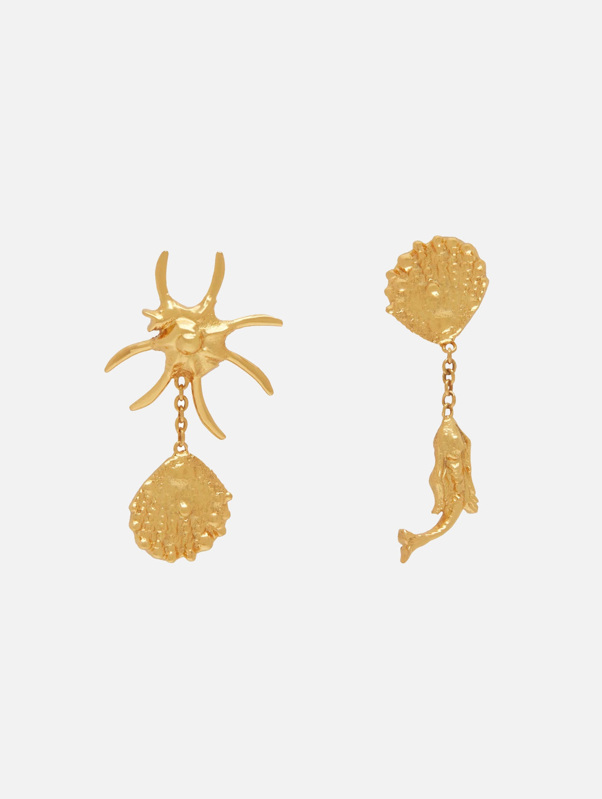 Reverie Asymmetric Drop Earrings in Gold