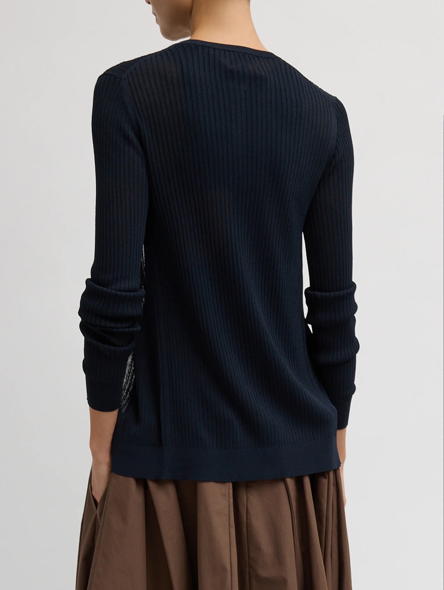 Ribbed Sweater Slim Cardigan in Navy