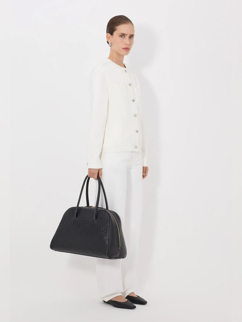 Rima Collarless Denim Jacket in Ivory