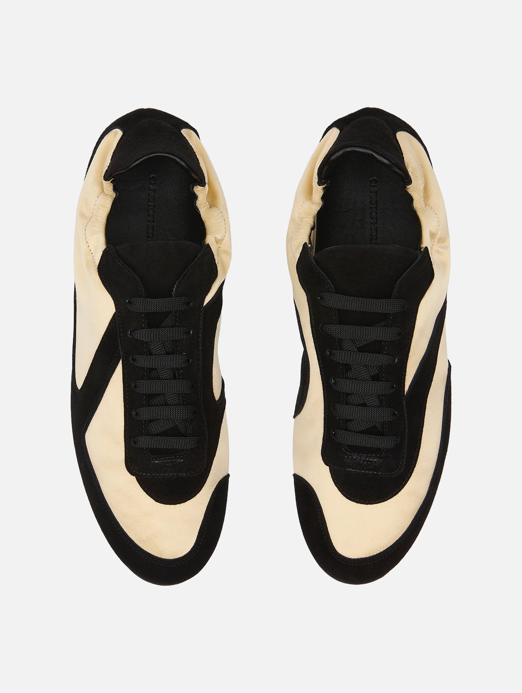 Roadie Satin Sneaker in Custard and Black