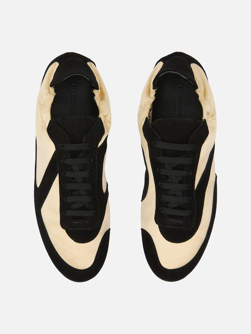 Roadie Satin Sneaker in Custard and Black