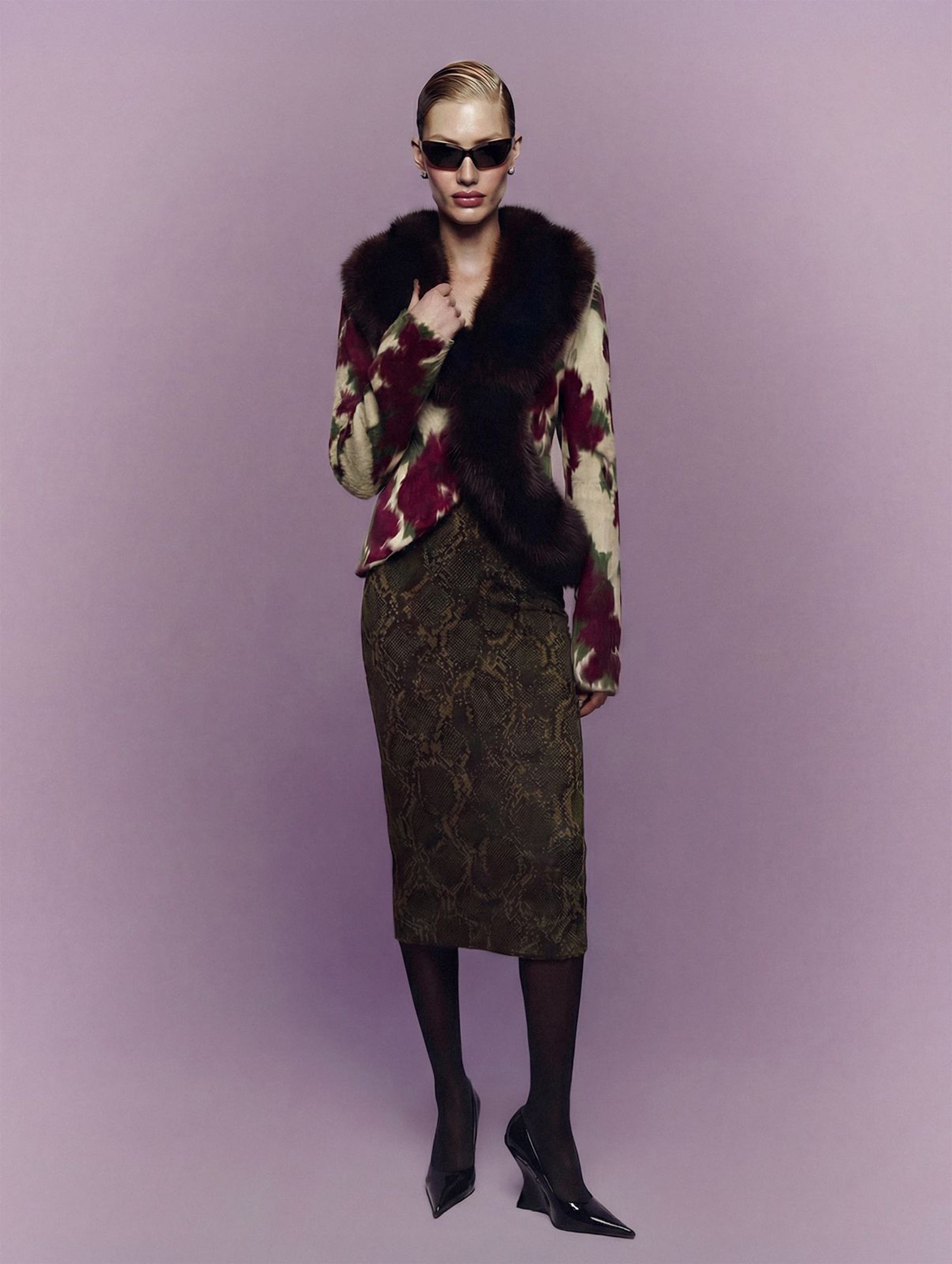 Rosa Jacket in Floral Fur
