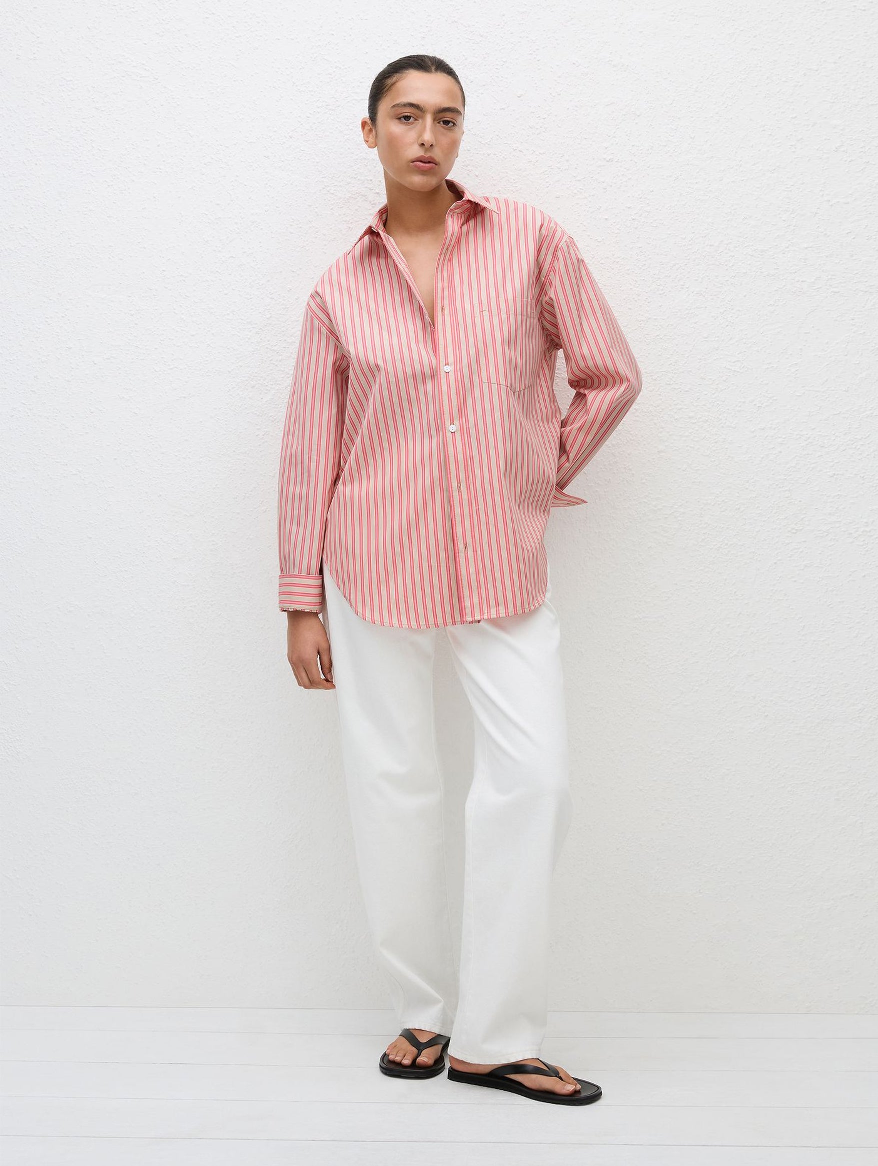 Classic Stripe Shirt in Rose Stripe