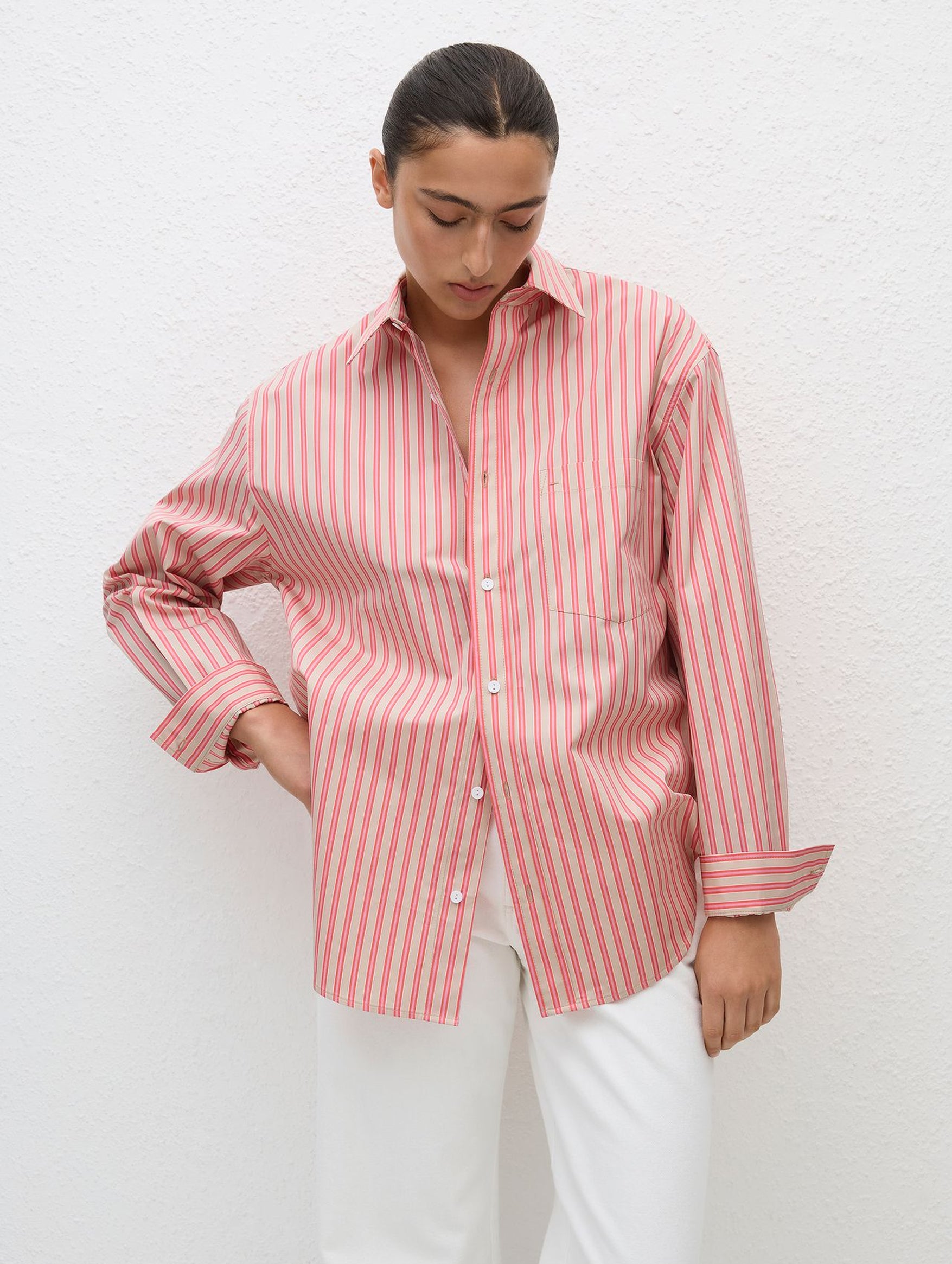 Classic Stripe Shirt in Rose Stripe