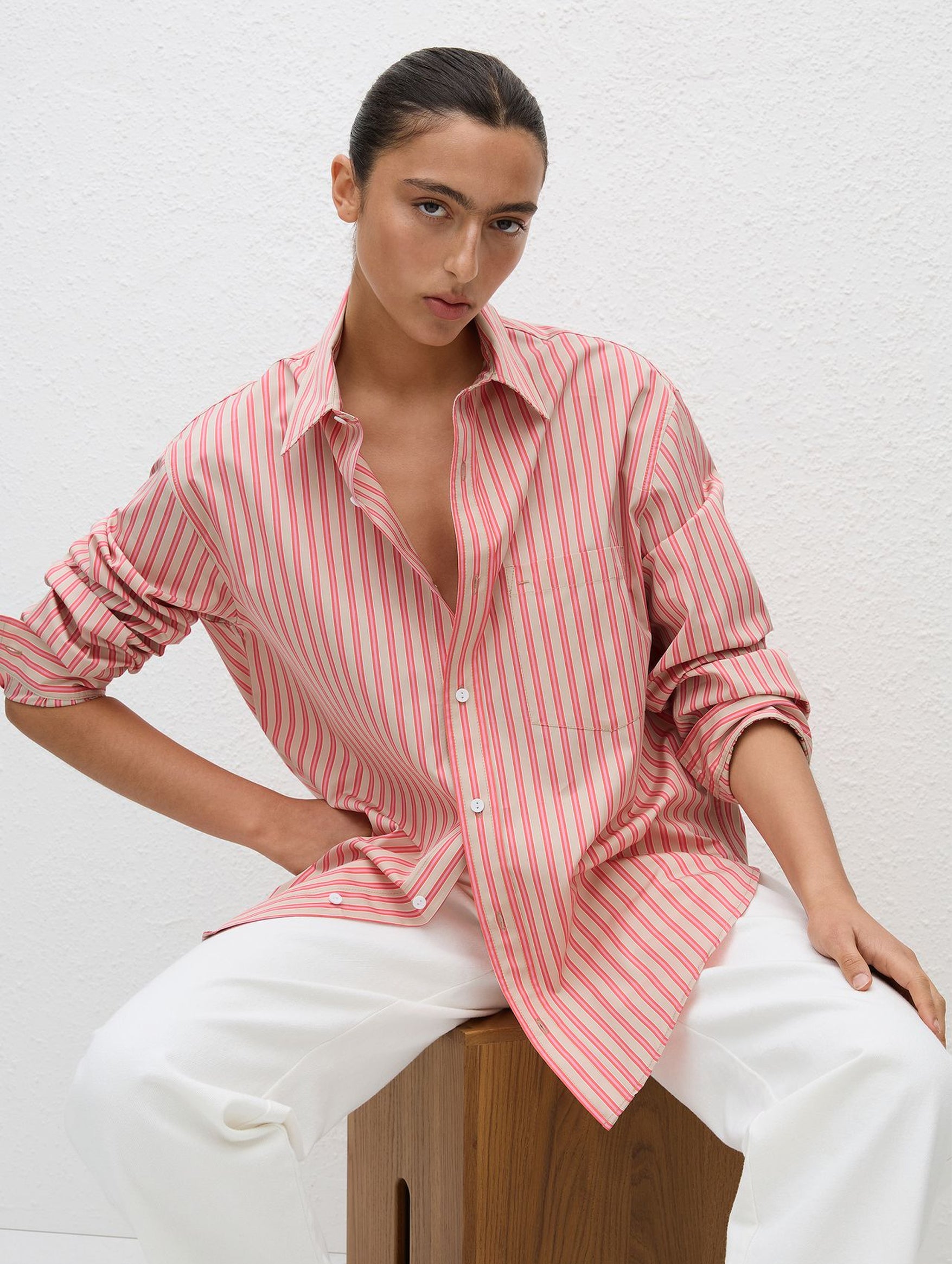 Classic Stripe Shirt in Rose Stripe