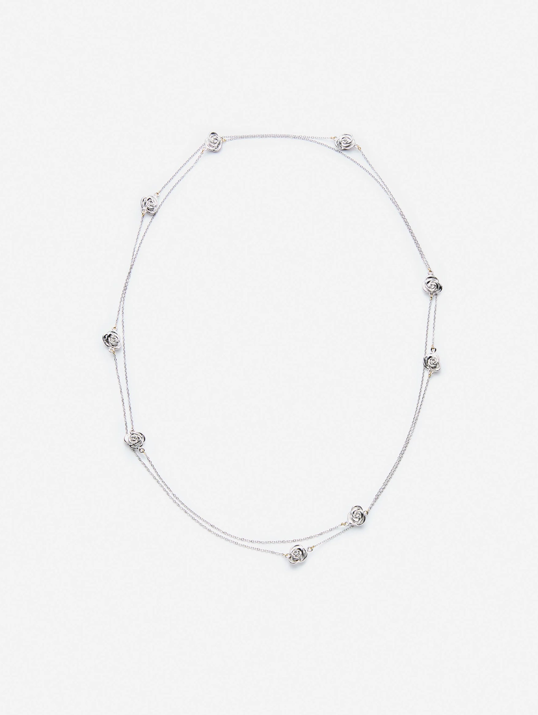 Rosette Chain Necklace In Silver