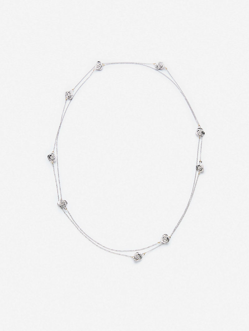 Rosette Chain Necklace In Silver