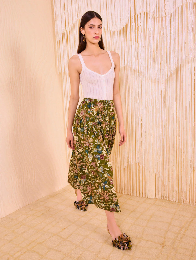 Rosen Tie Waist Skirt in Lichen