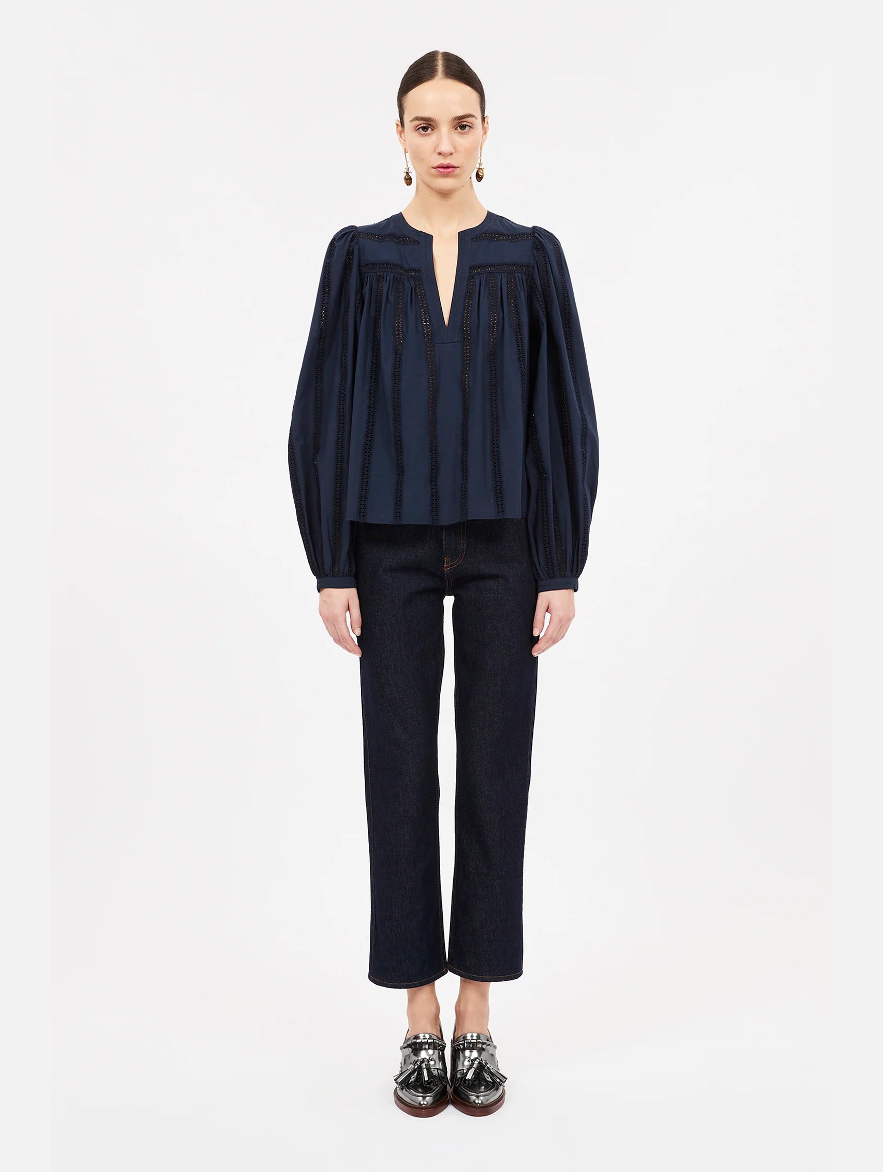 Rowan Cotton Blouse in Midnight