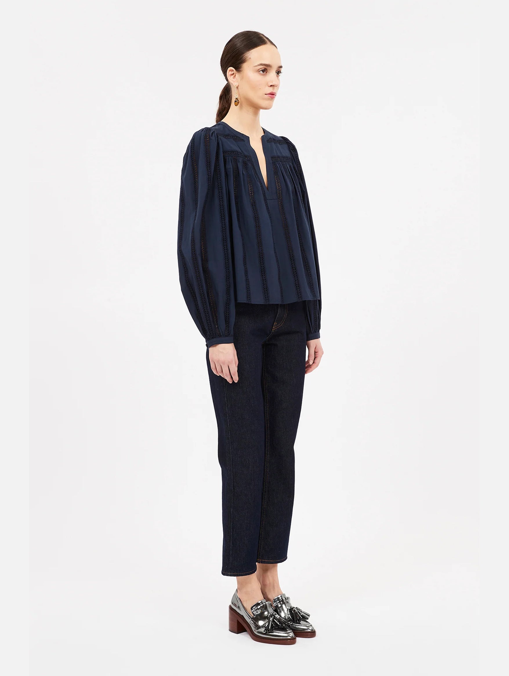 Rowan Cotton Blouse in Midnight