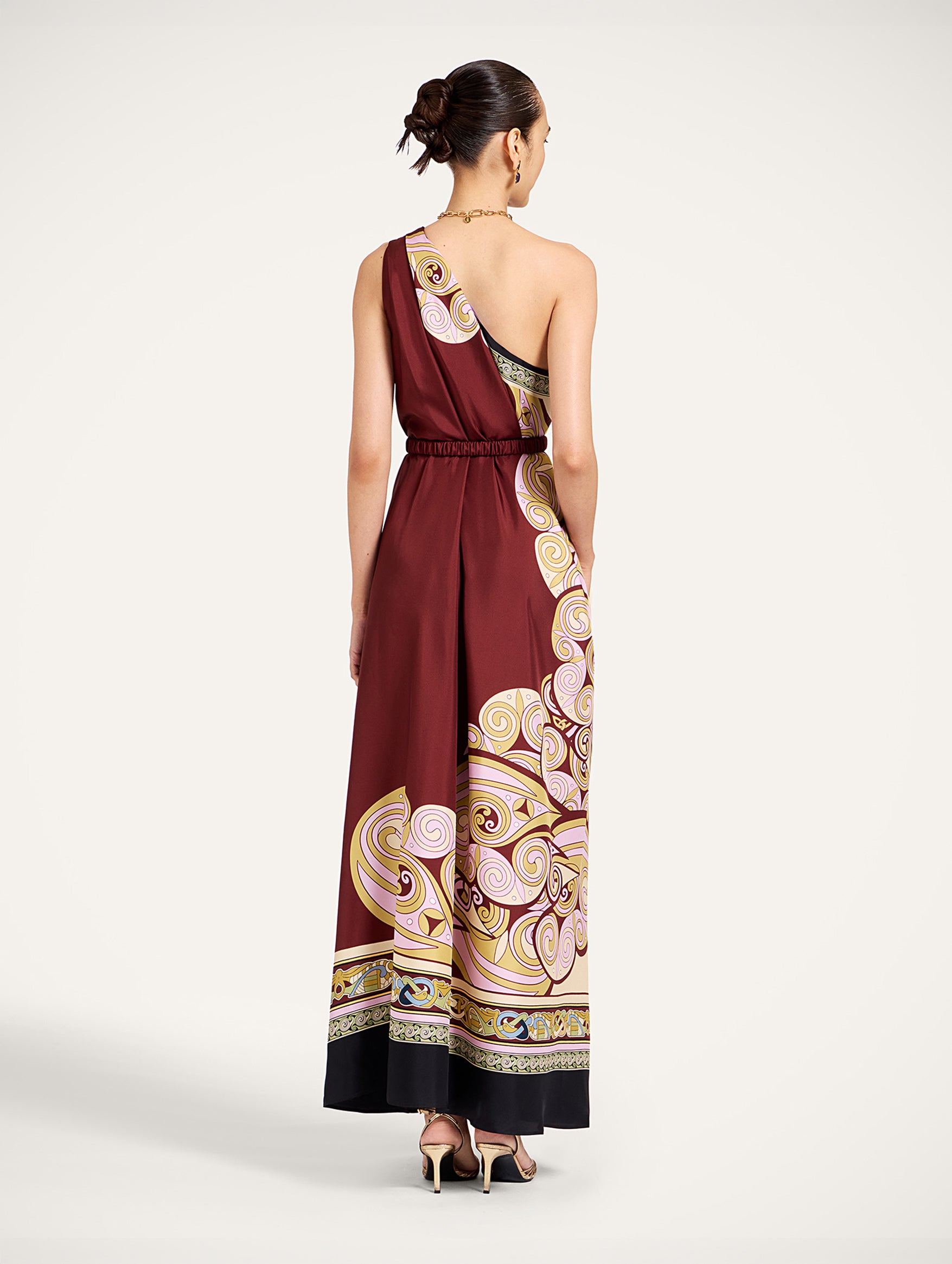 Roy Dress in Kells Swirl Placée Burgundy