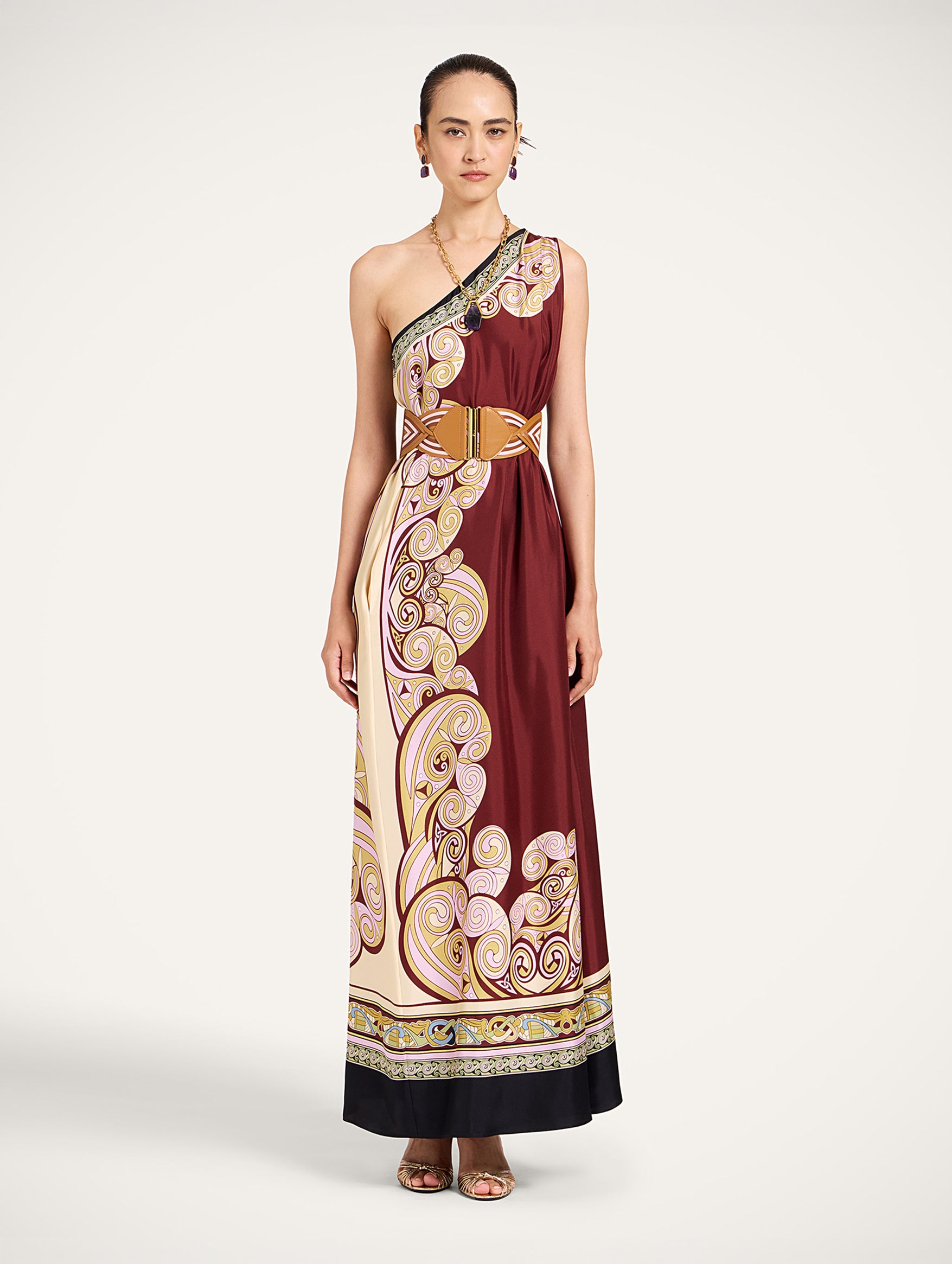 Roy Dress in Kells Swirl Placée Burgundy