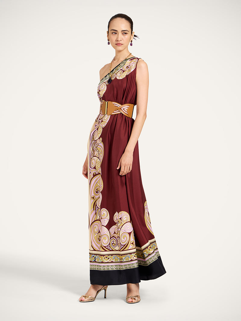 Roy Dress in Kells Swirl Placée Burgundy