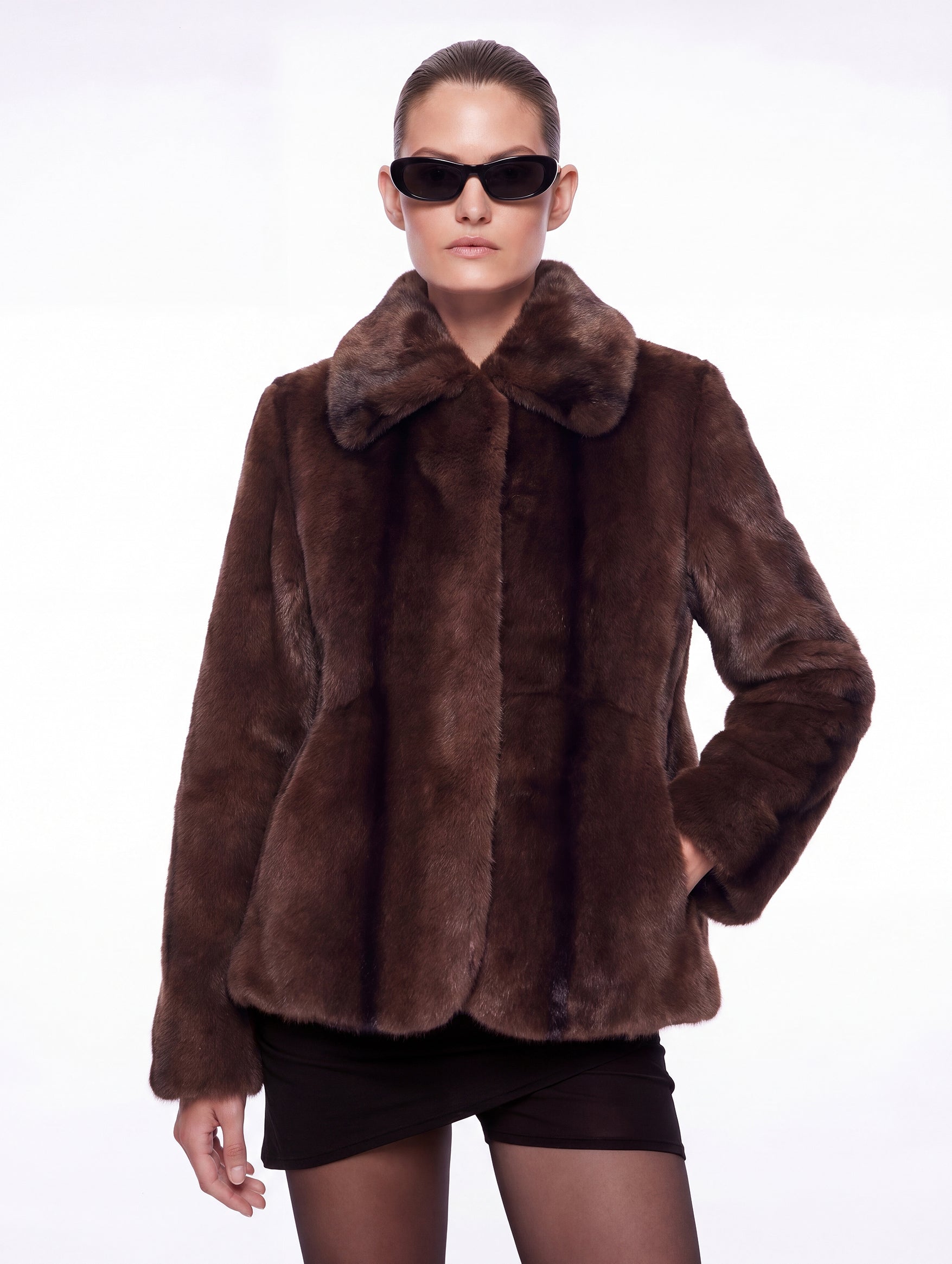 Ruth Jacket in Dark Brown Mink