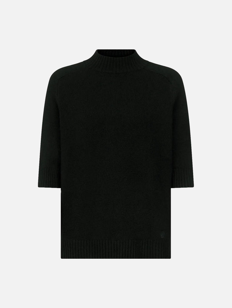 Ruth Short Saddle-Sleeve Top in Black
