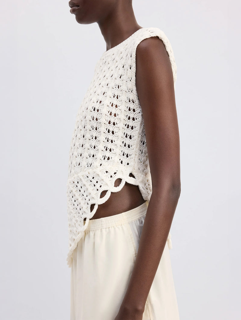 Saez Asymmetric Sleeveless Top in White