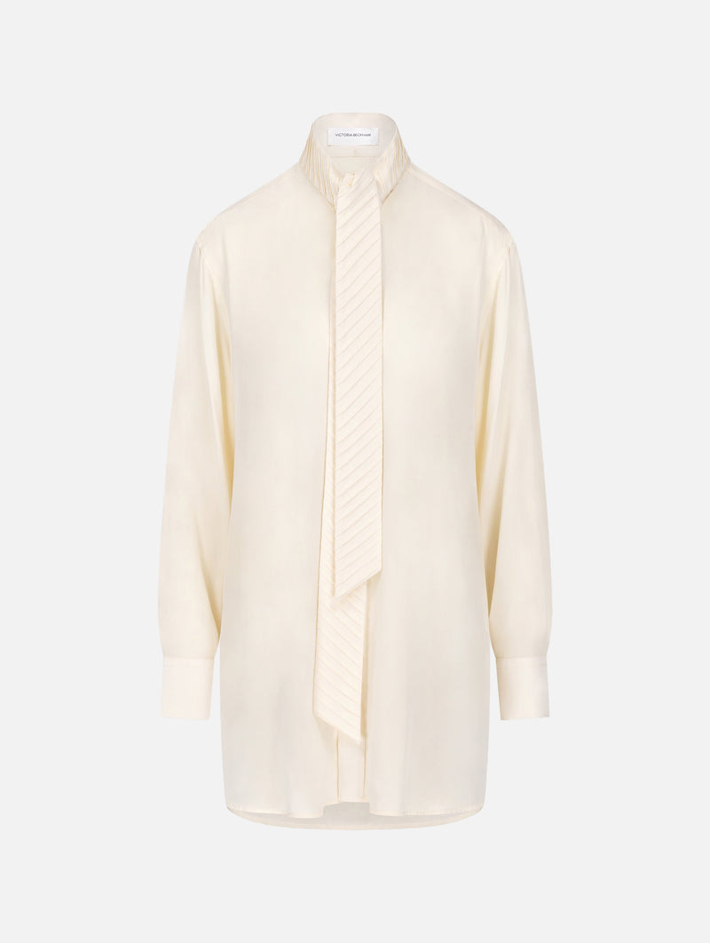 Scarf Detail Silk Blouse in Ivory