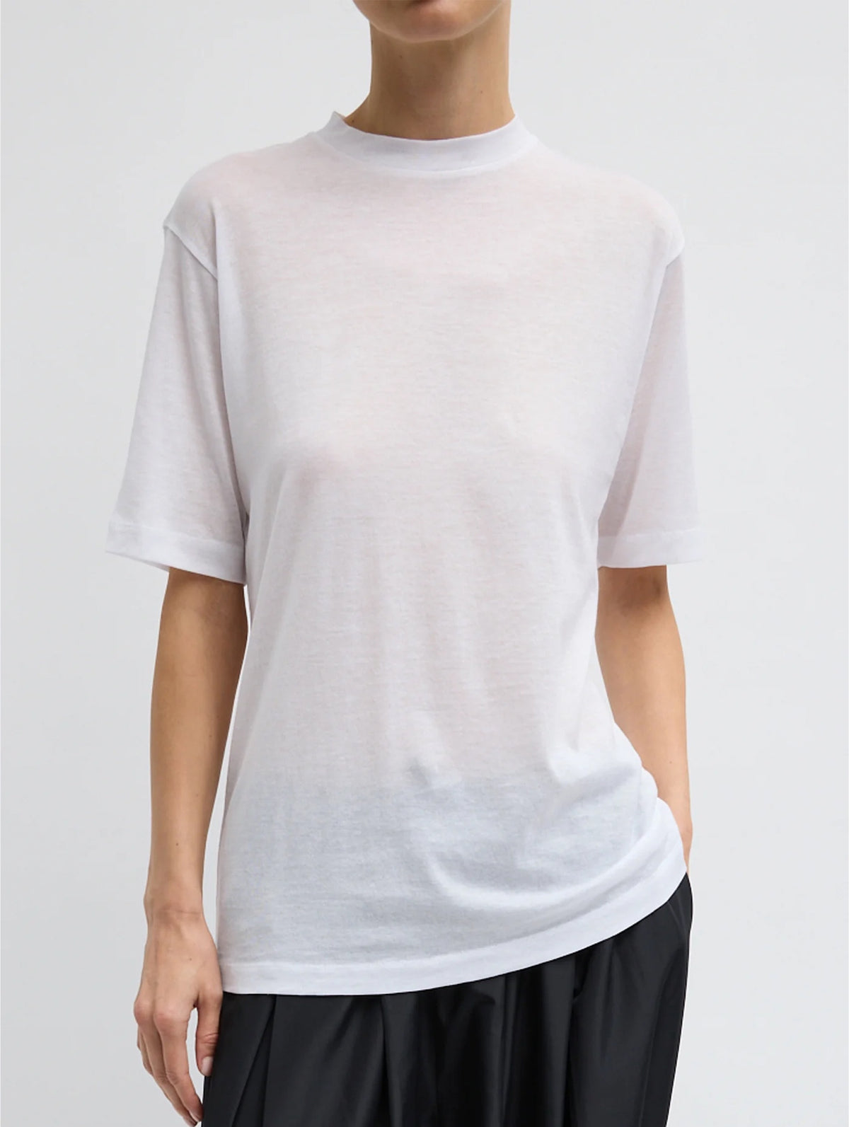 Sheer Crepe Knit Unisex T in White
