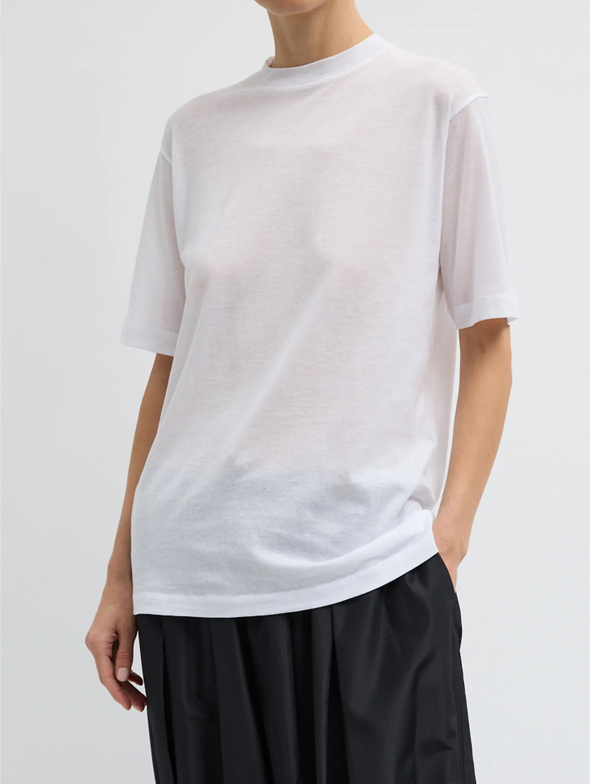 Sheer Crepe Knit Unisex T in White