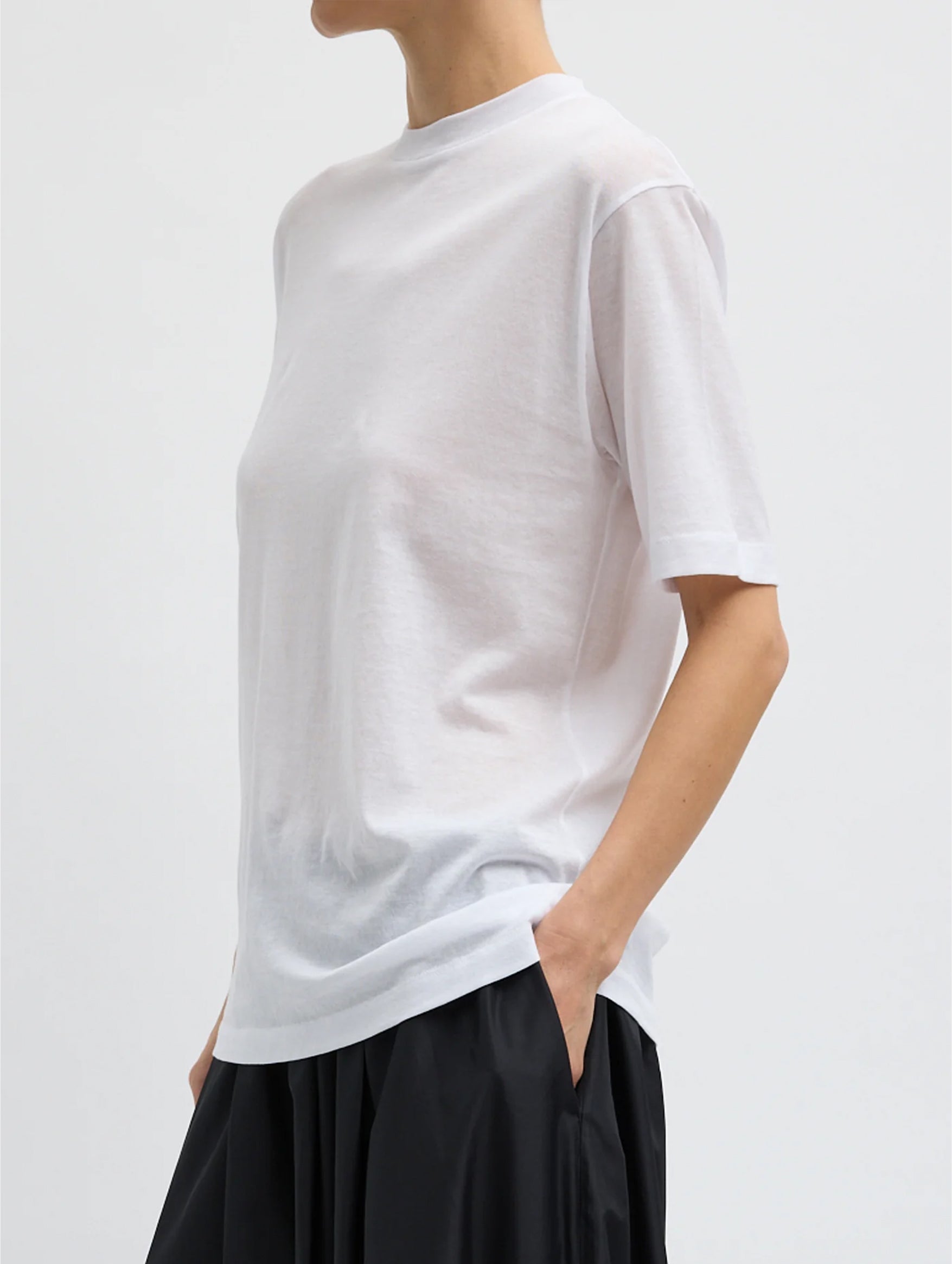 Sheer Crepe Knit Unisex T in White