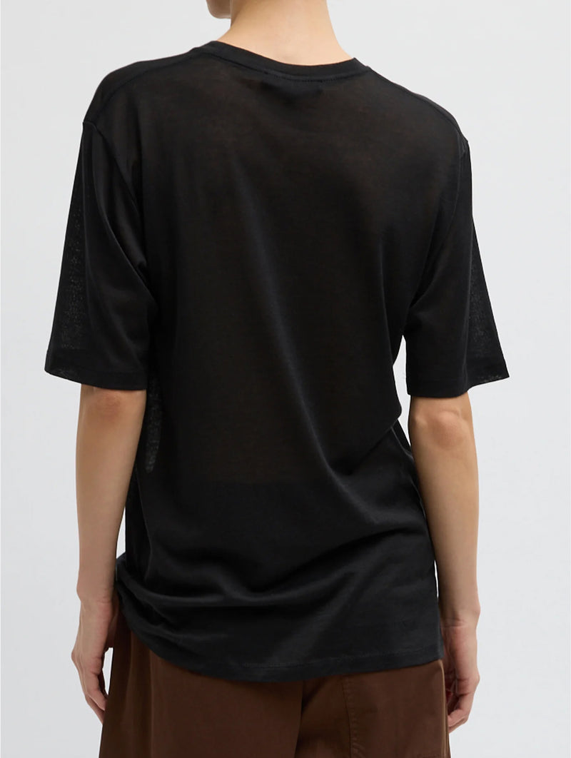 Sheer Crepe Knit Unisex T in Black