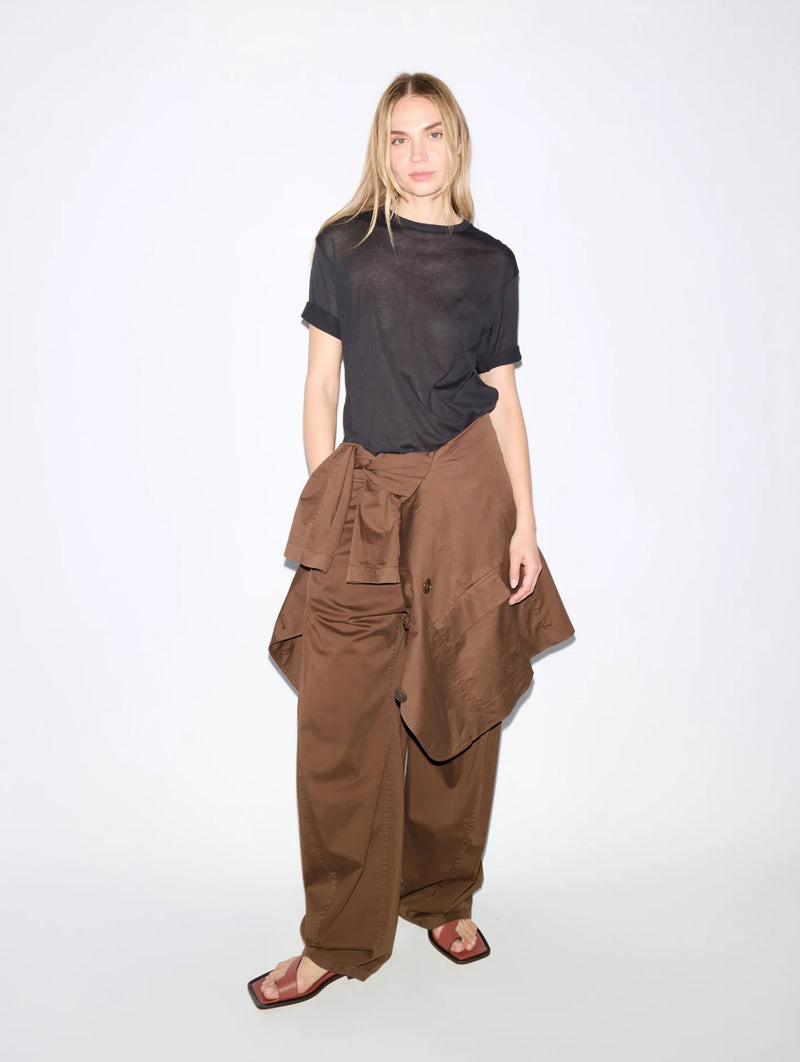 Sheer Crepe Knit Unisex T in Black