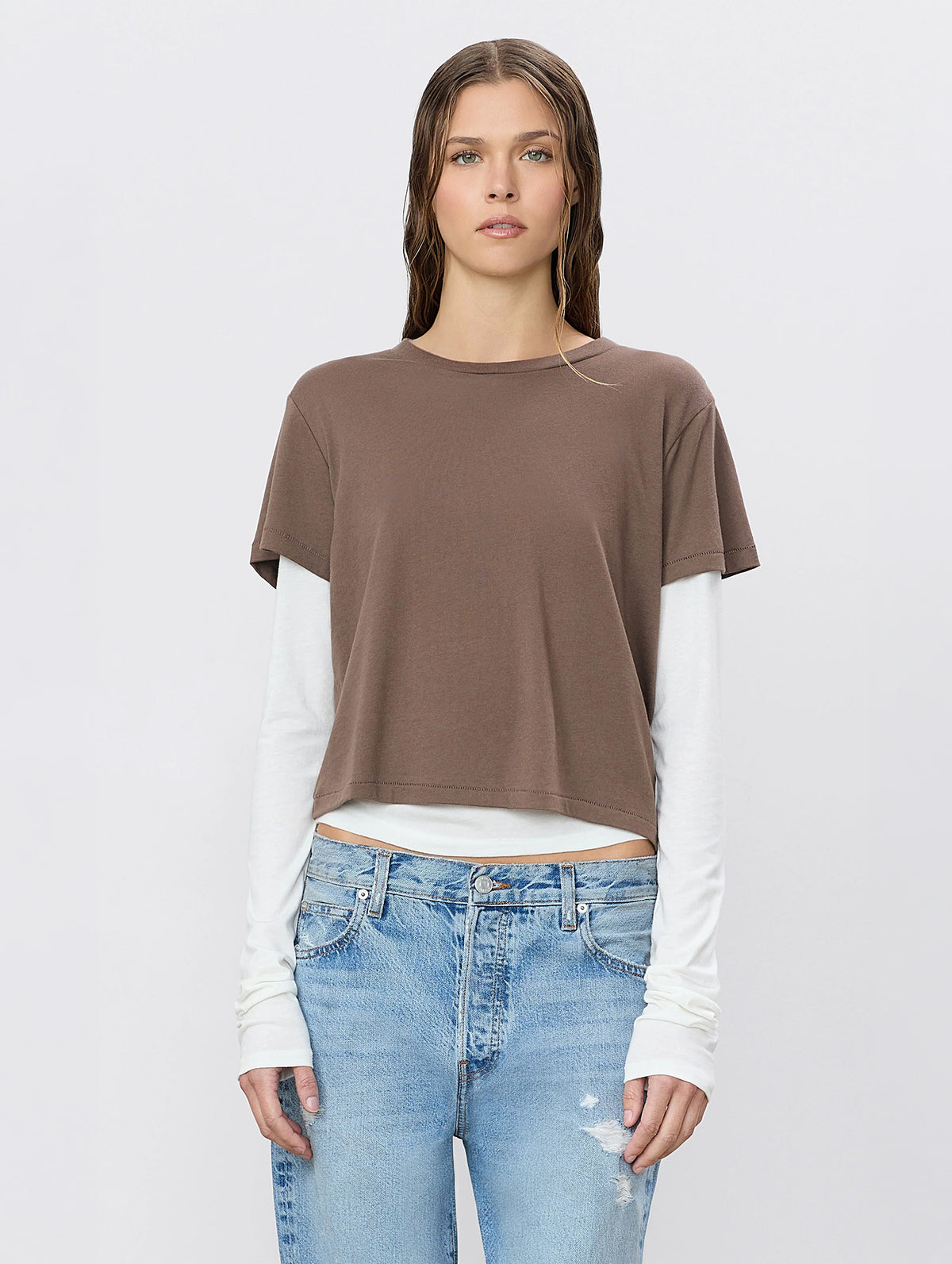 Short Sleeve Boxy Tee Tee in Mushroom