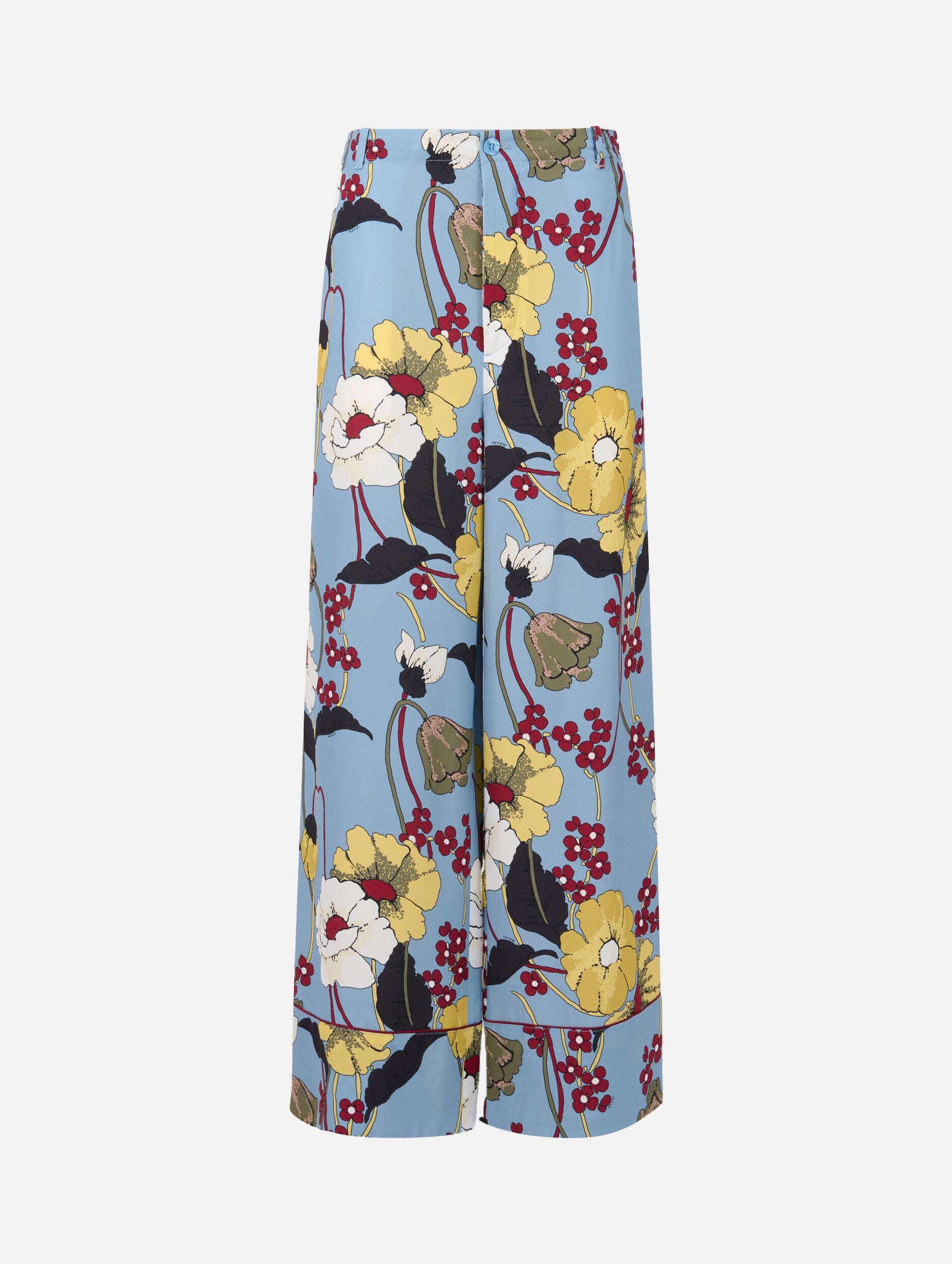 Blue Envers Satin Pants in Melodia Print