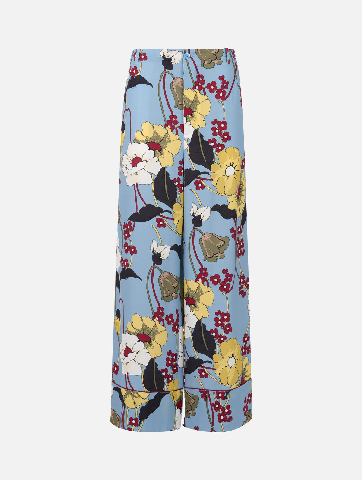 Blue Envers Satin Pants in Melodia Print