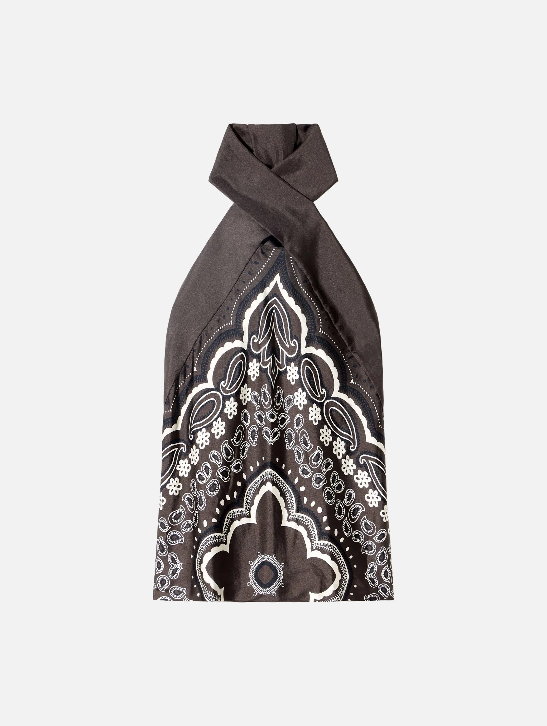 Solal Silk Halterneck Top in Brown Ivory Bandana Print
