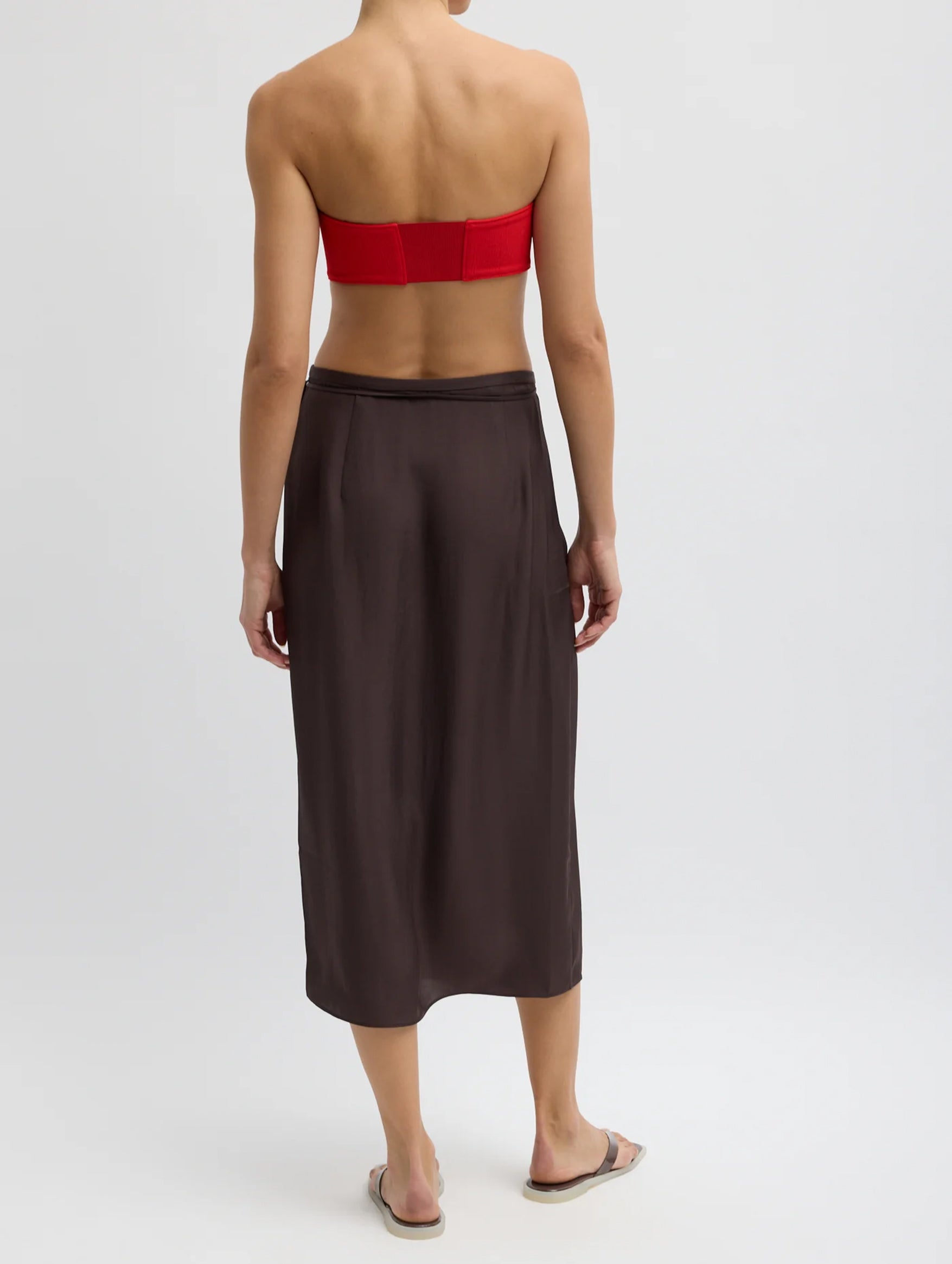 Summer Slip Wrap Skirt in Chocolate Brown