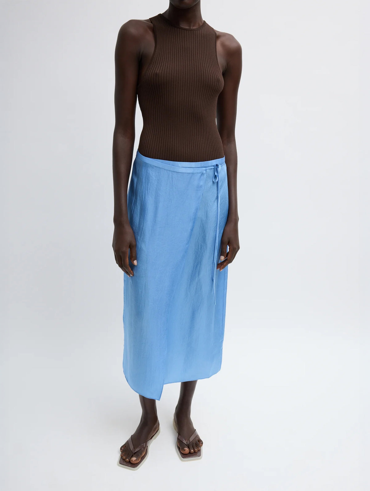Summer Slip Wrap Skirt in Baby Blue