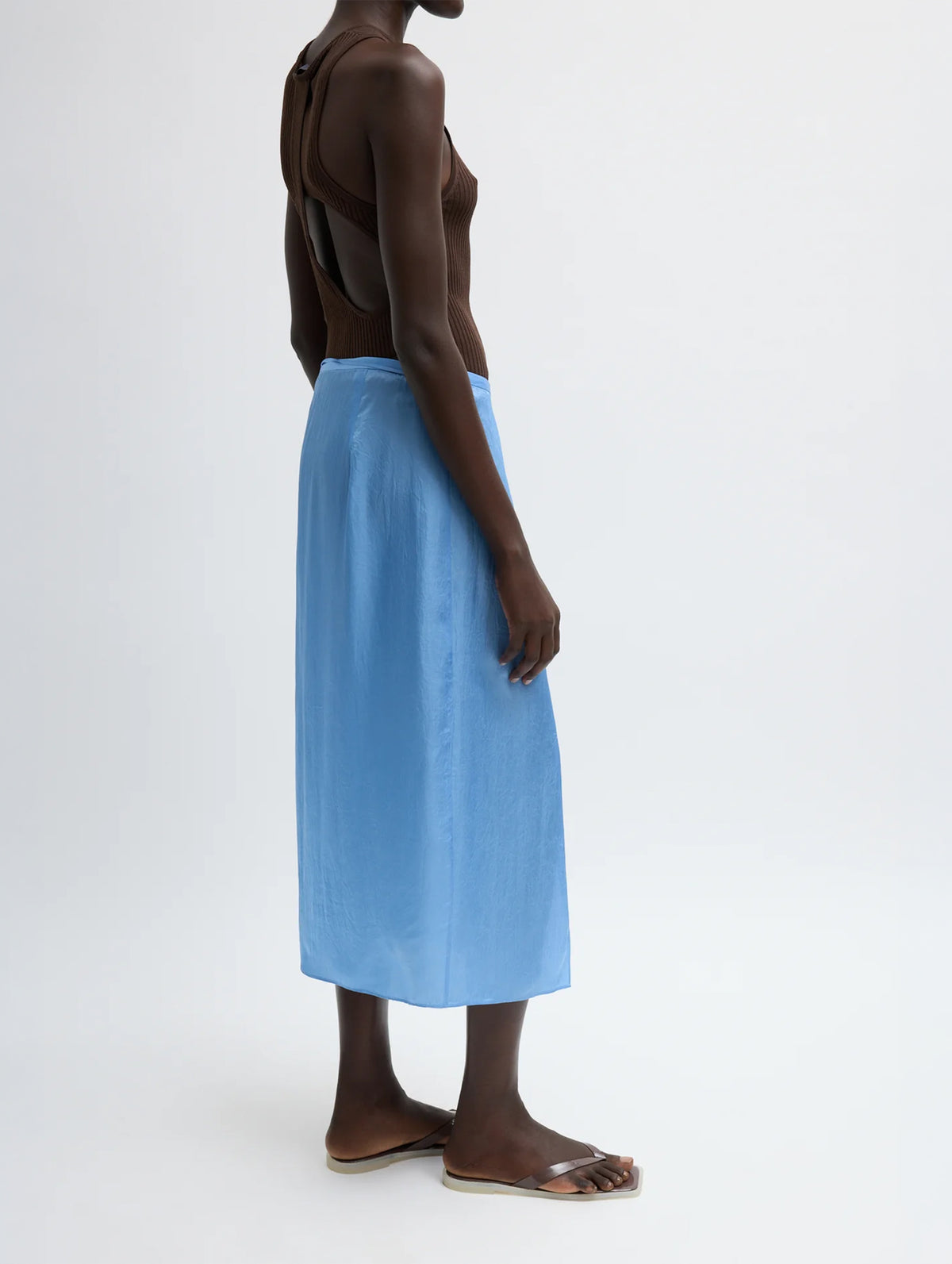 Summer Slip Wrap Skirt in Baby Blue