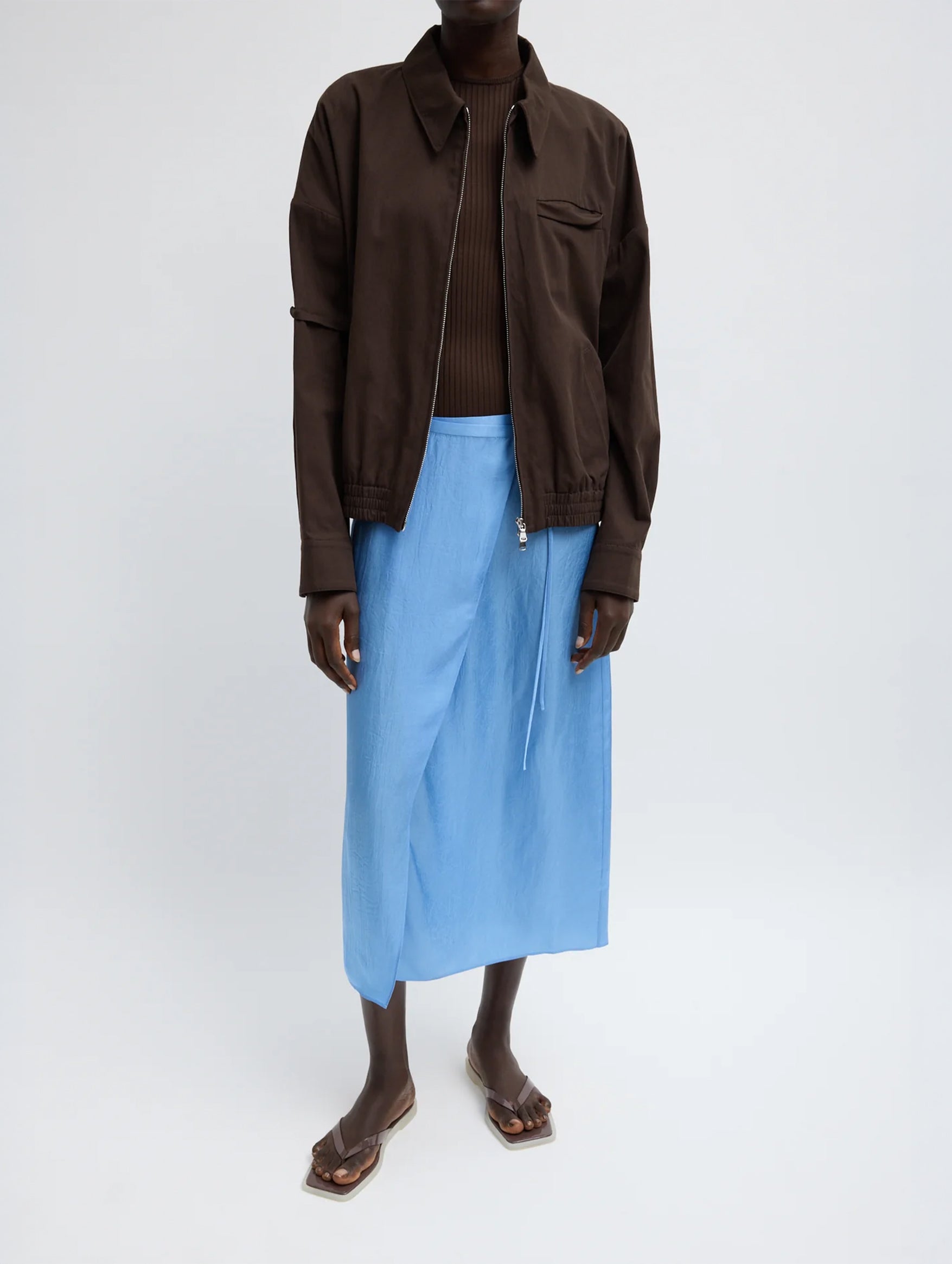 Summer Slip Wrap Skirt in Baby Blue