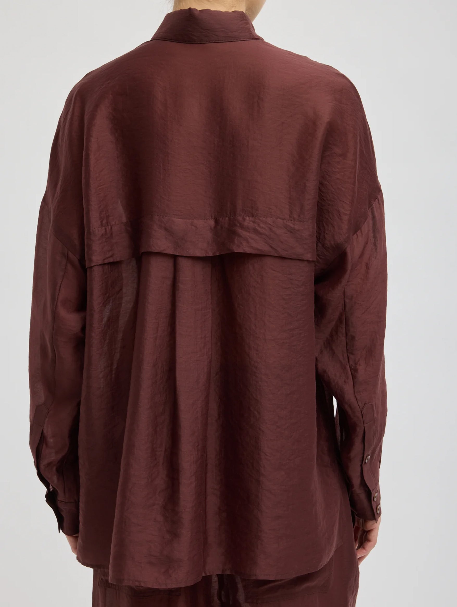 Summer Voile Oversized Shirt in Russet Brown