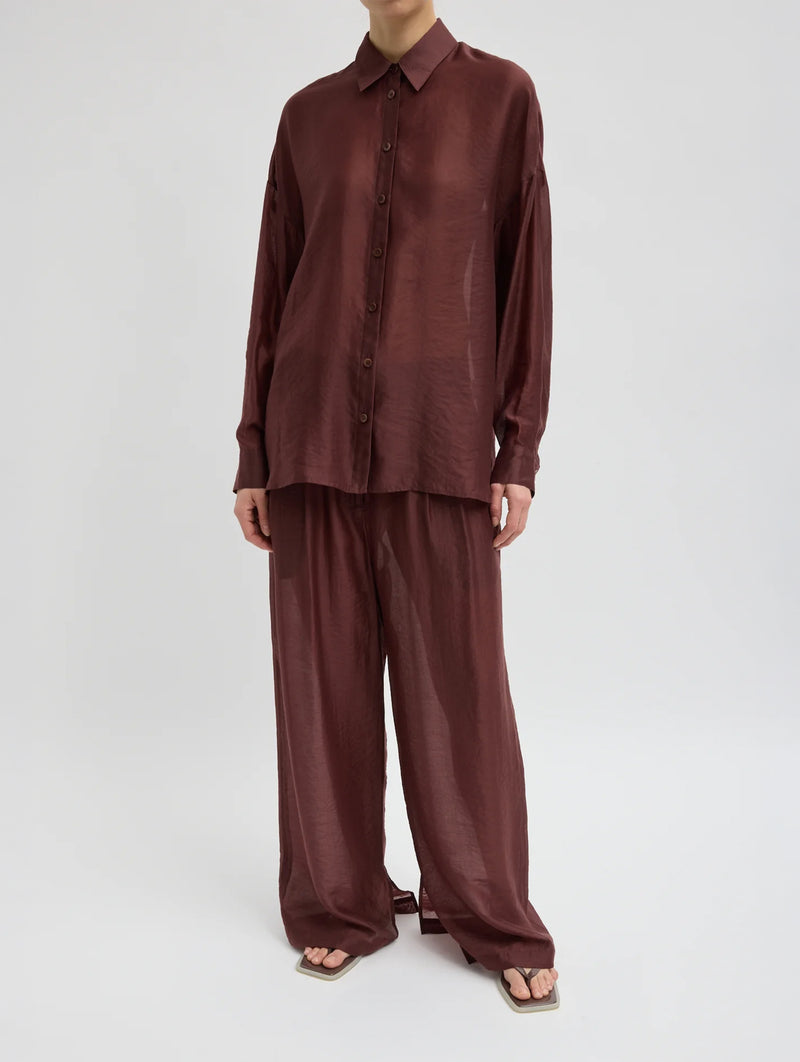 Summer Voile Oversized Shirt in Russet Brown