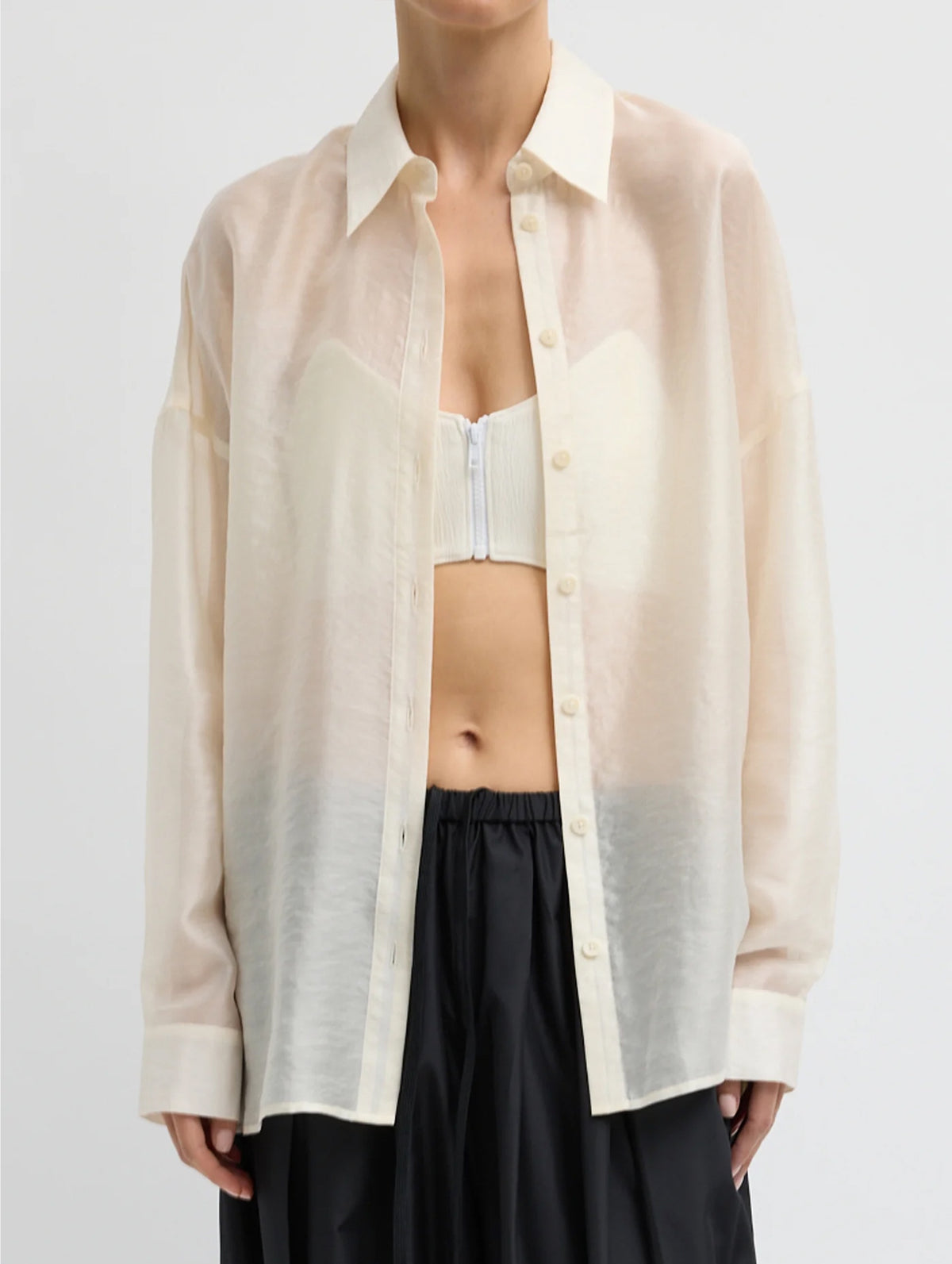 Summer Voile Oversized Shirt in Ivory